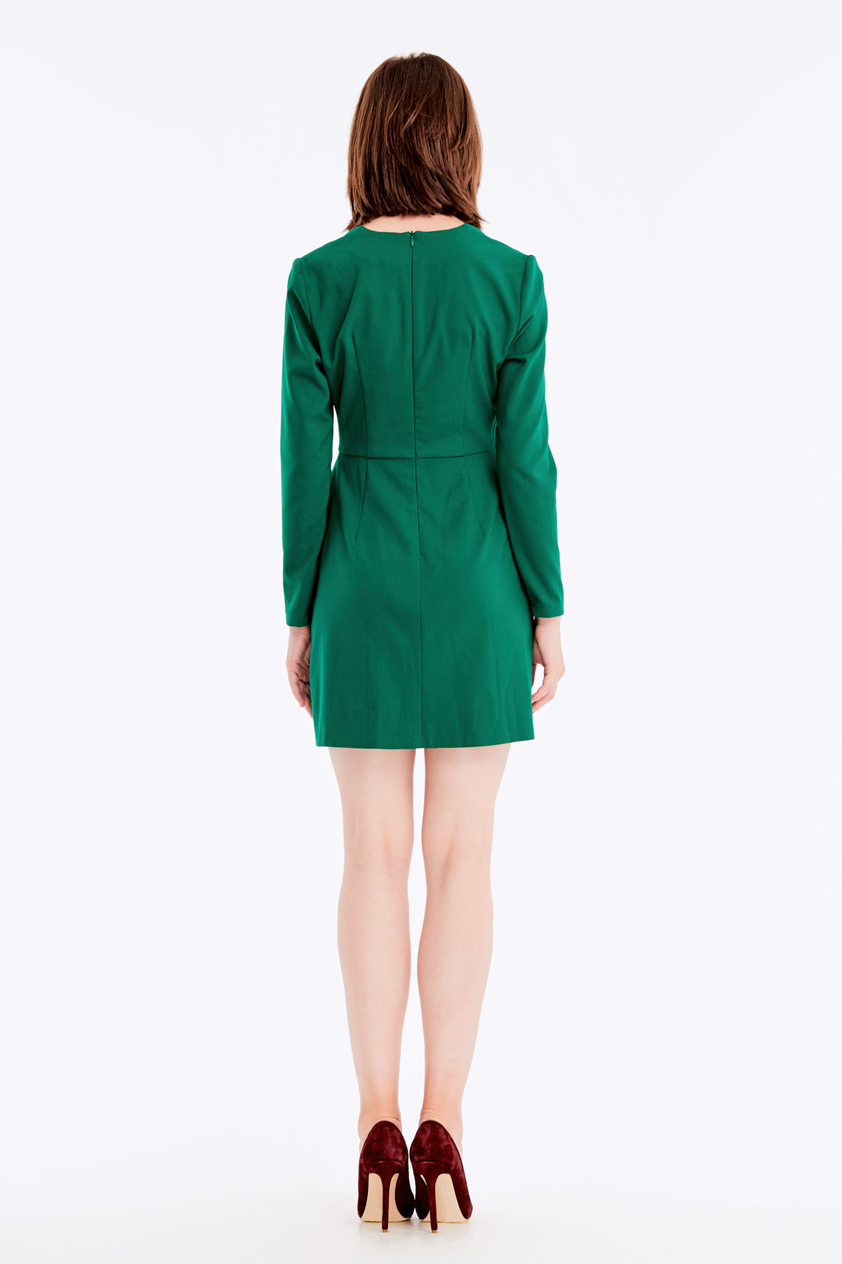 Зелена сукня з V-подібним вирізом, спідниця на зап, фото 7