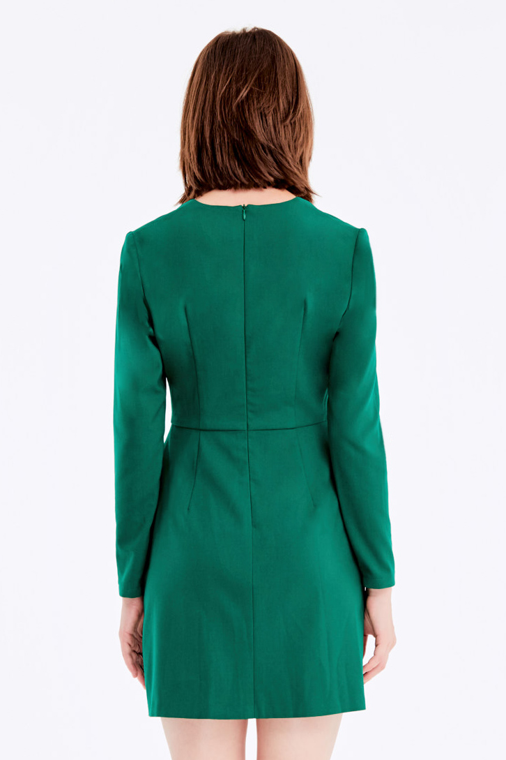 Зеленое платье с V-образным вырезом и юбкой на запах, фото 13