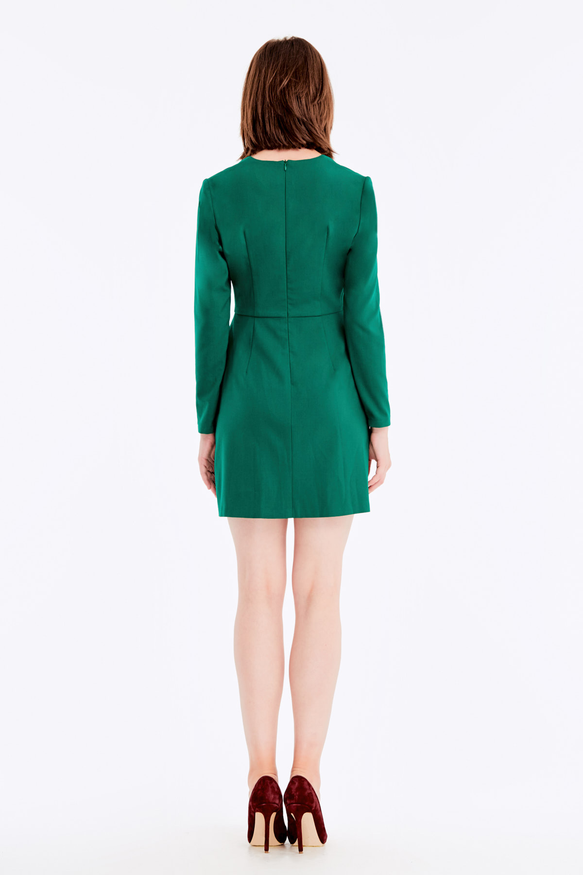 Зеленое платье с V-образным вырезом и юбкой на запах, фото 14