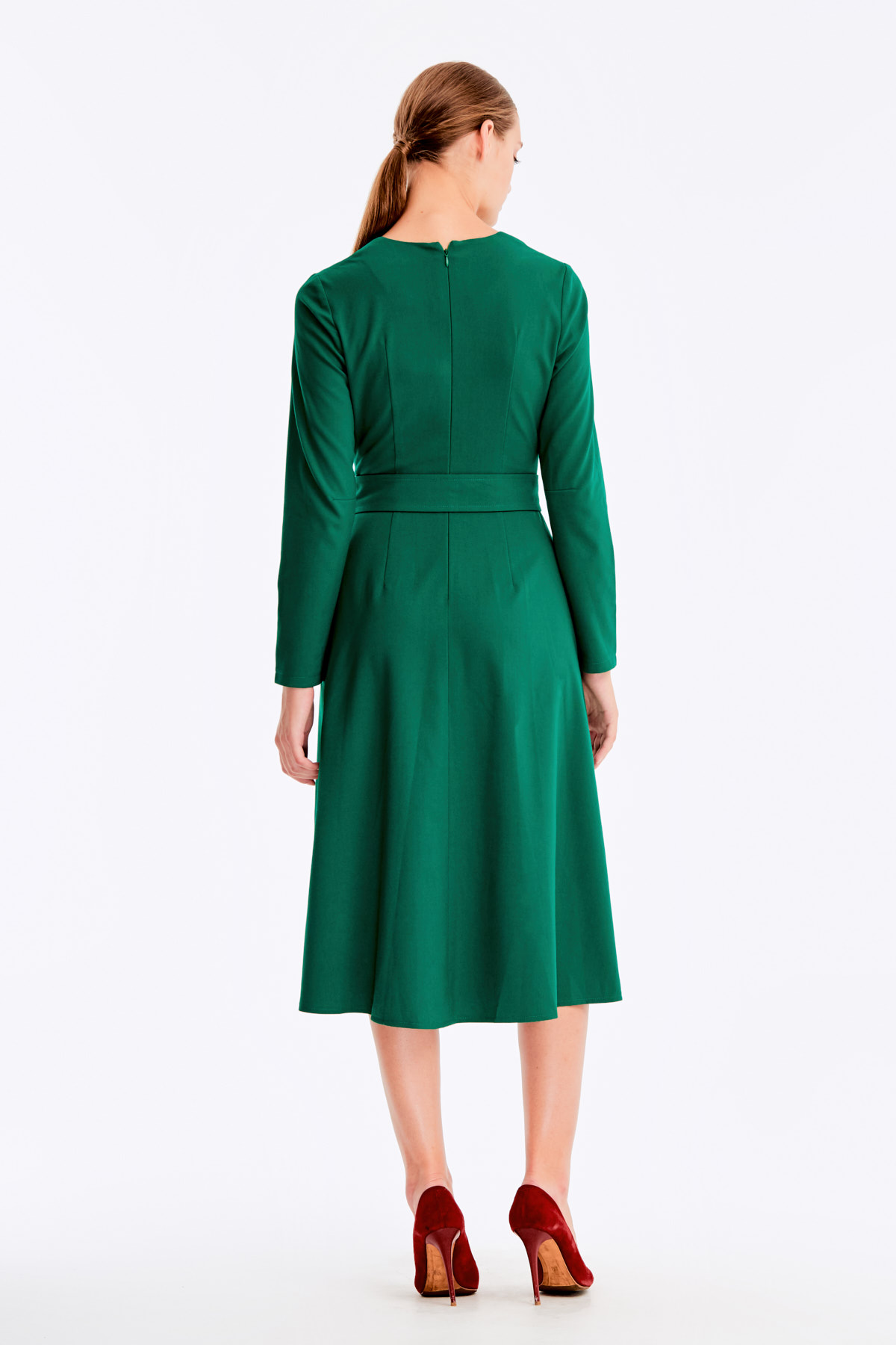 Зелена сукня міді з V-подібним вирізом, фото 7