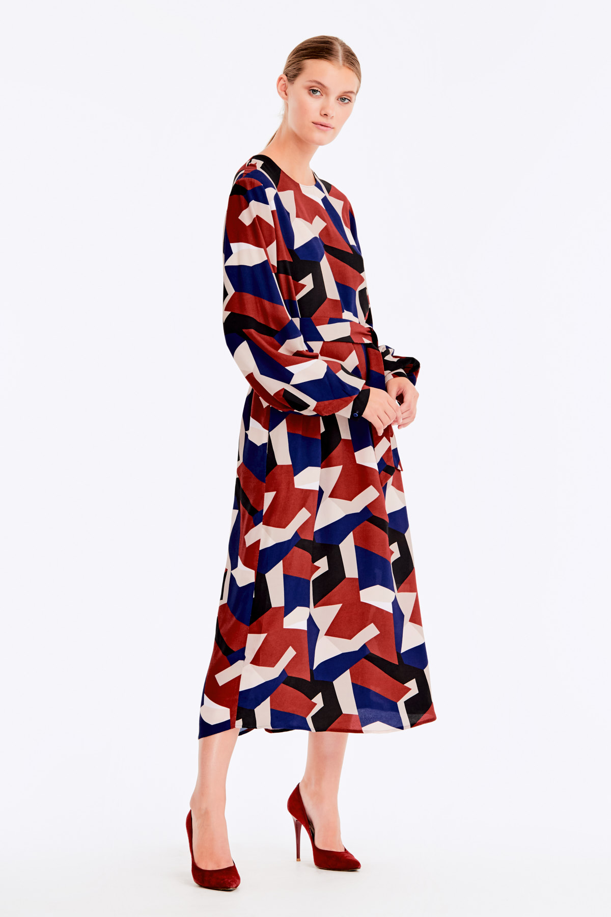 Вільна сукня в різнокольоровий геометричний принт, фото 5