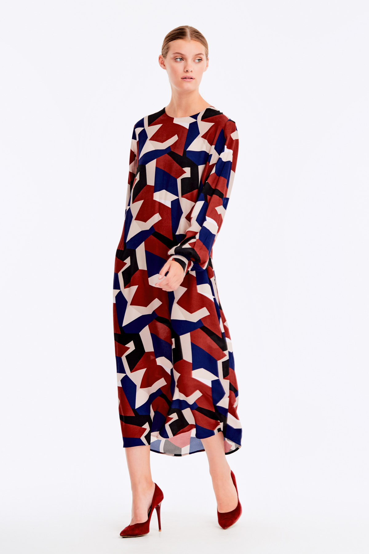 Вільна сукня в різнокольоровий геометричний принт, фото 9