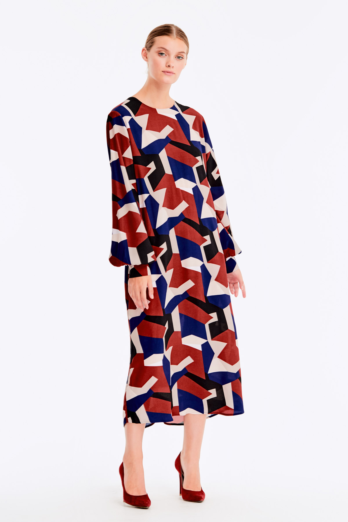 Вільна сукня в різнокольоровий геометричний принт, фото 10