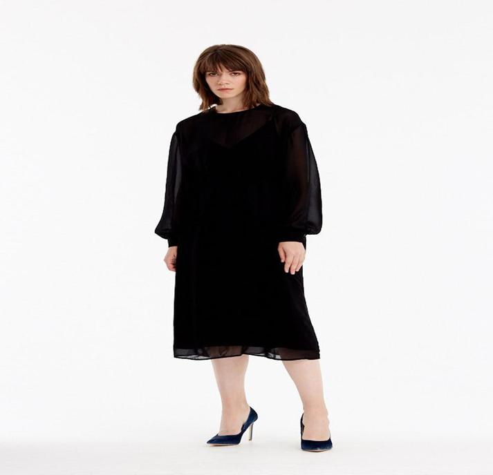 Below knee loose-fitting black dress , photo 1