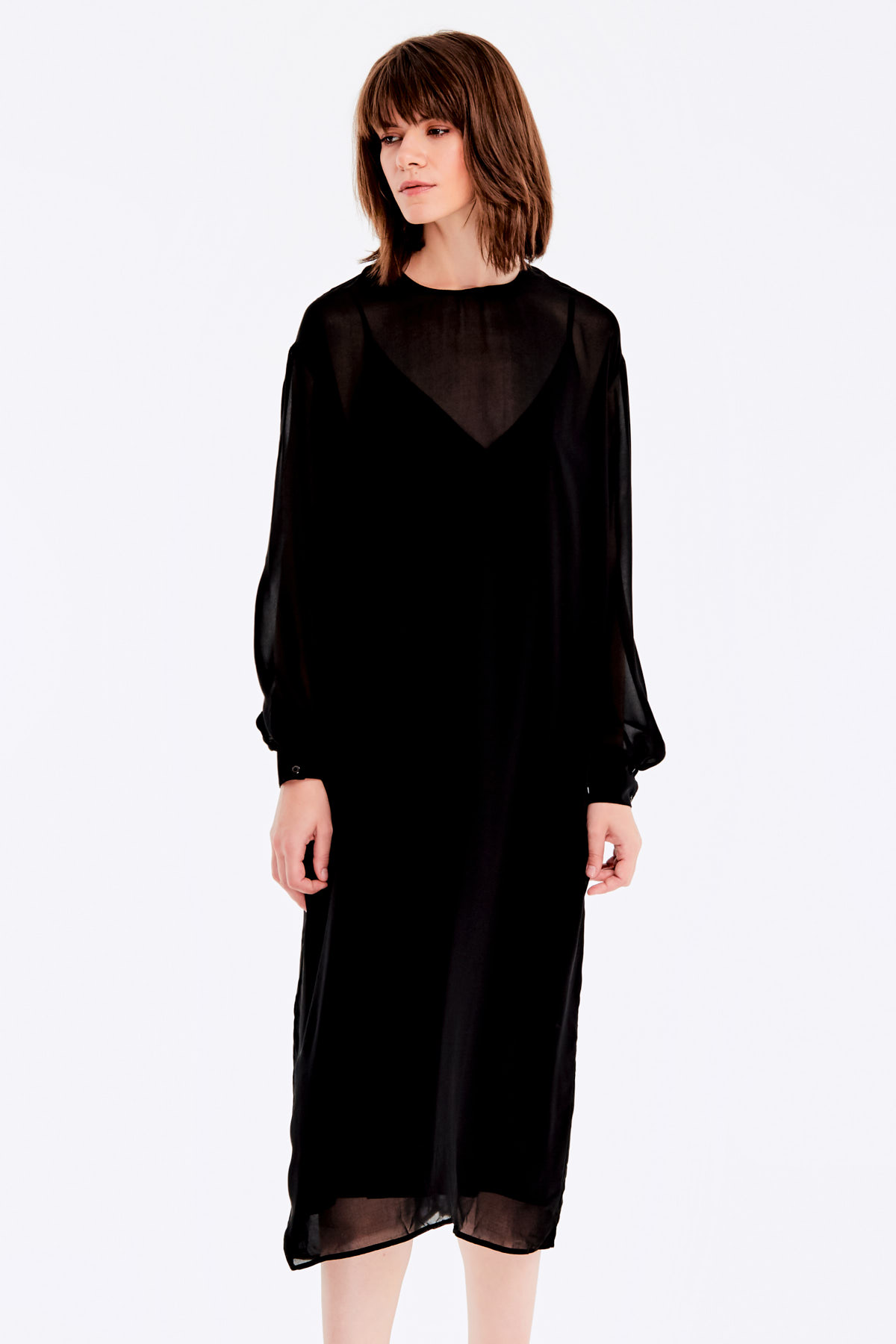 Below knee loose-fitting black dress , photo 2