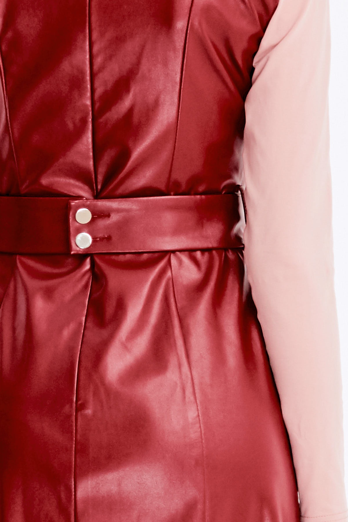 Below-knee burgundy leather dress , photo 7