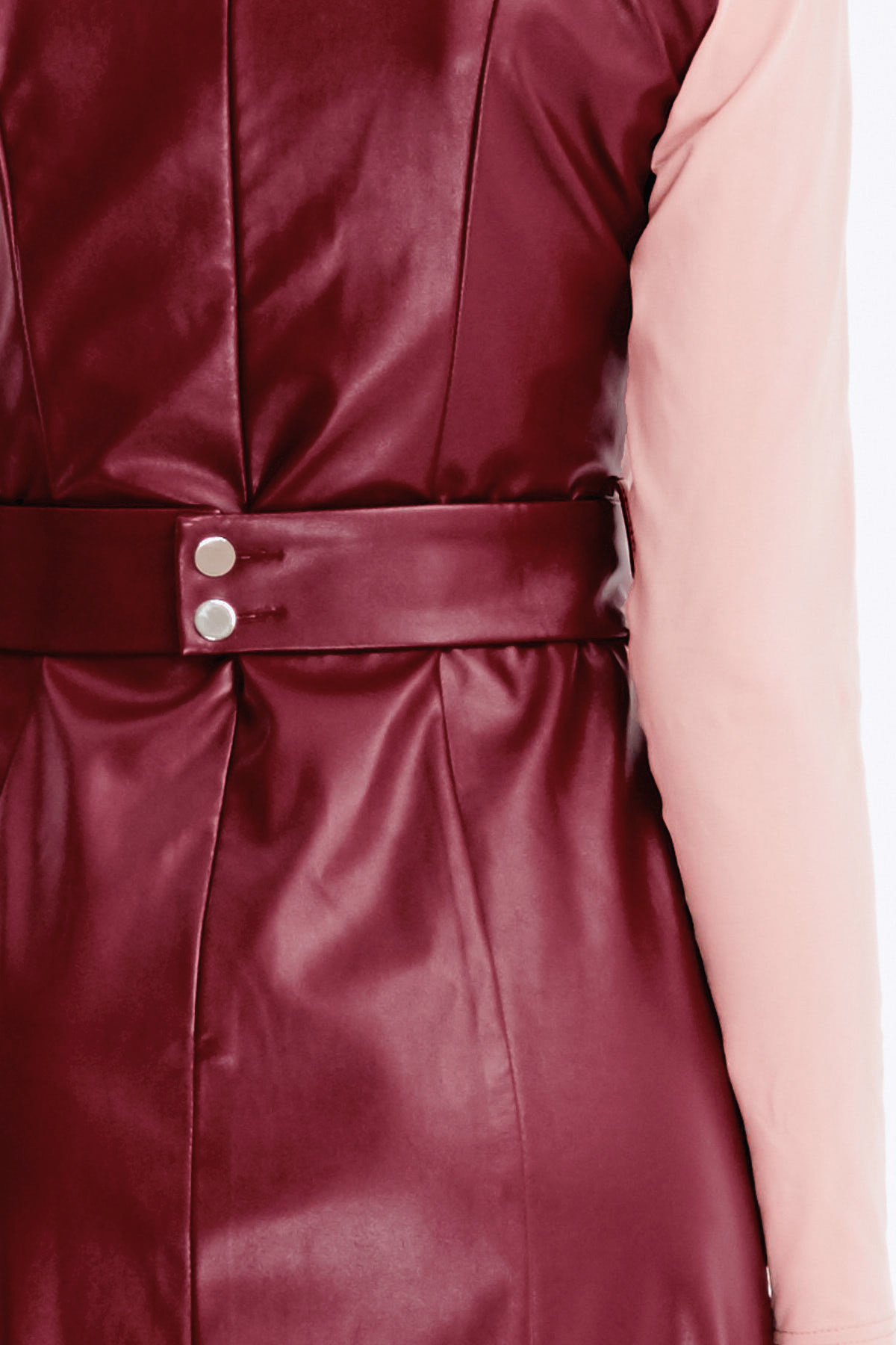 Below-knee burgundy leather dress , photo 14