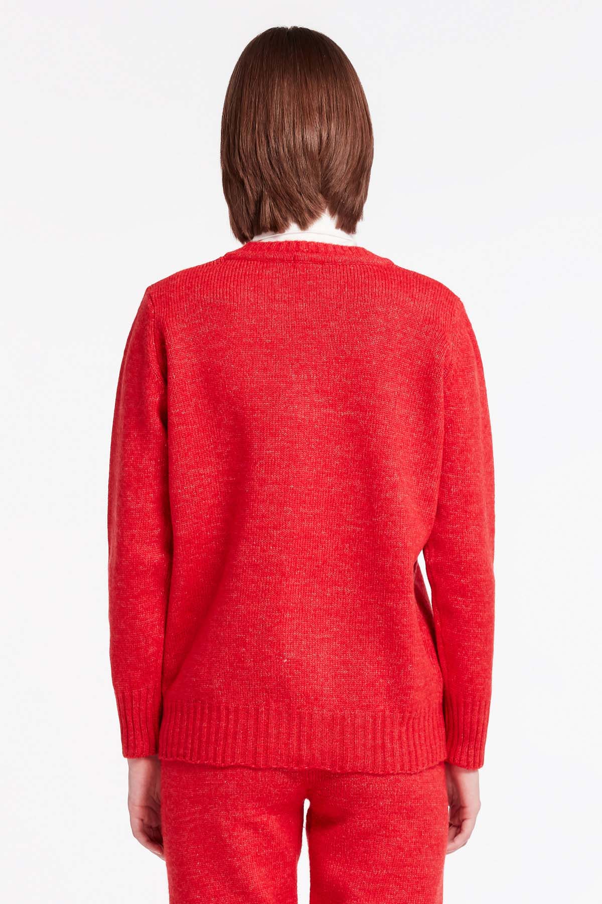 Красный свитер с V-образным вырезом, фото 4