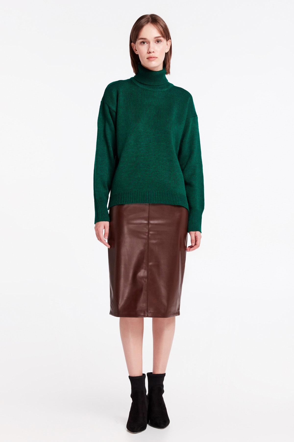 Green knit polo neck sweater, photo 2