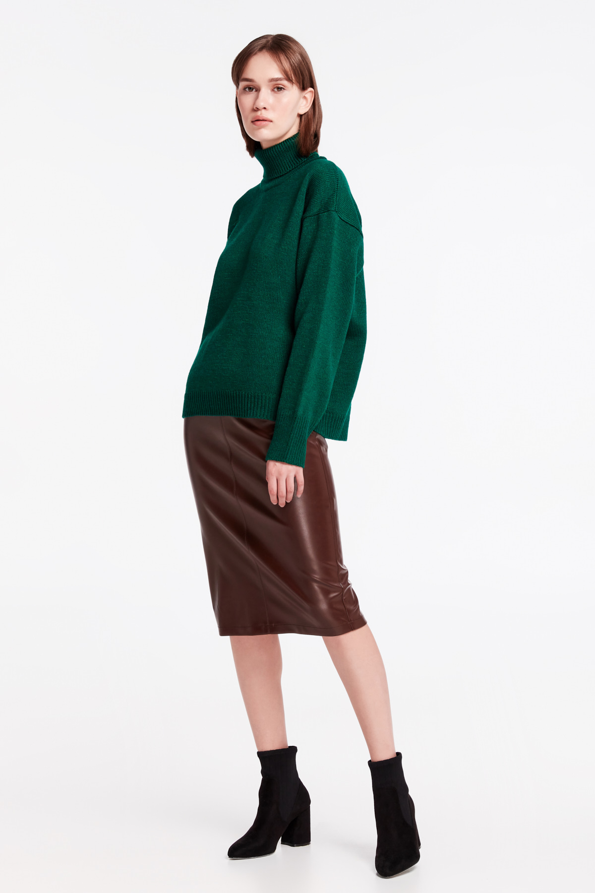 Green knit polo neck sweater, photo 3