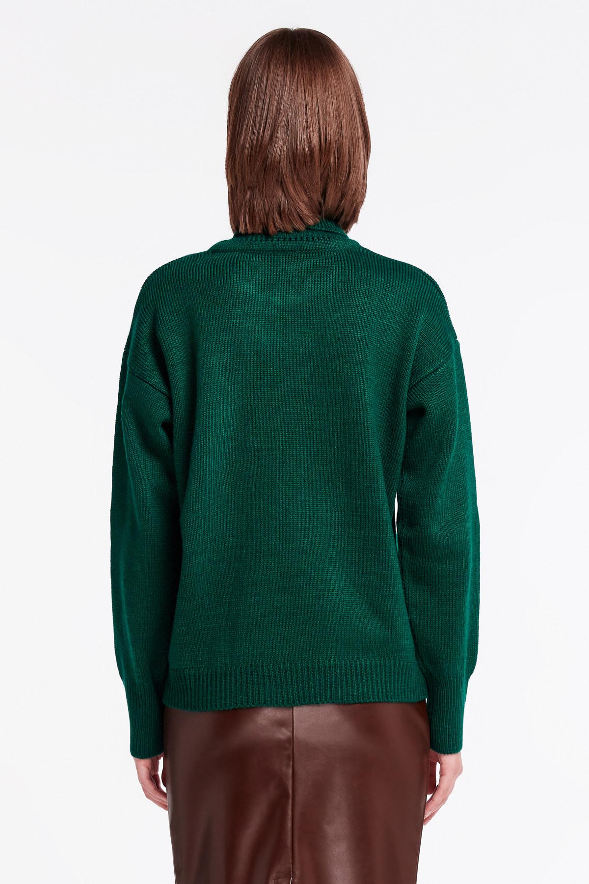 Green knit polo neck sweater, photo 4
