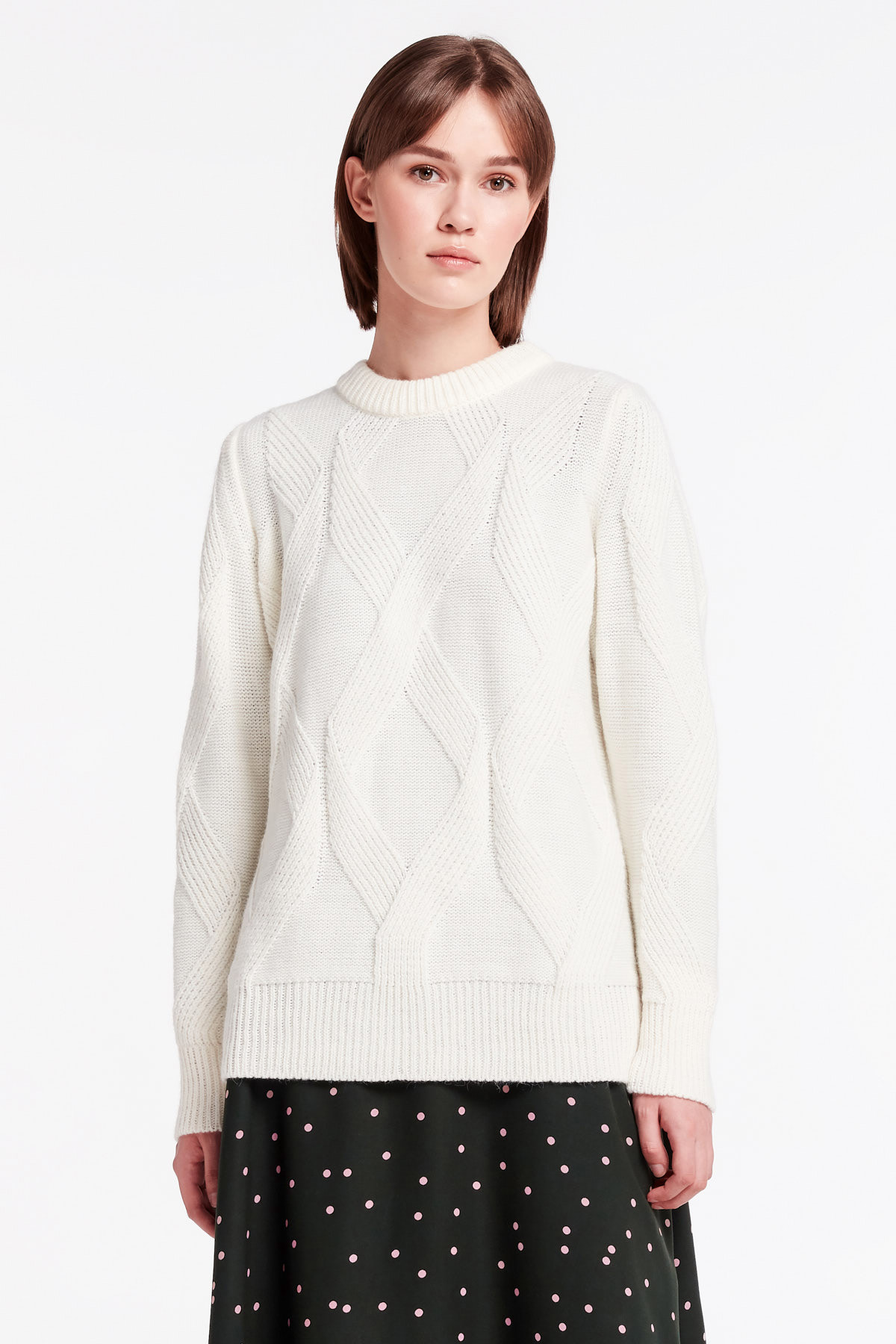 White free knit sweater, photo 1