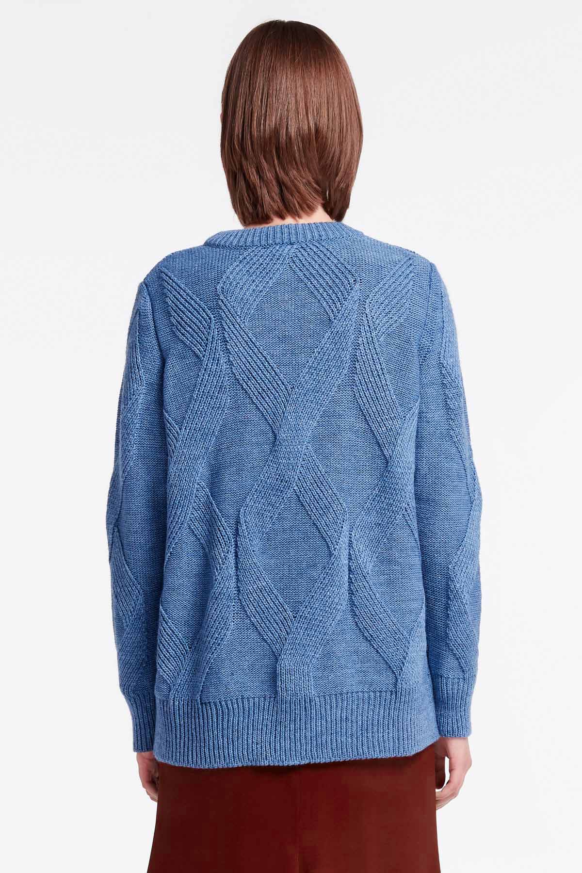 Вільний блакитний в'язаний светр, фото 4