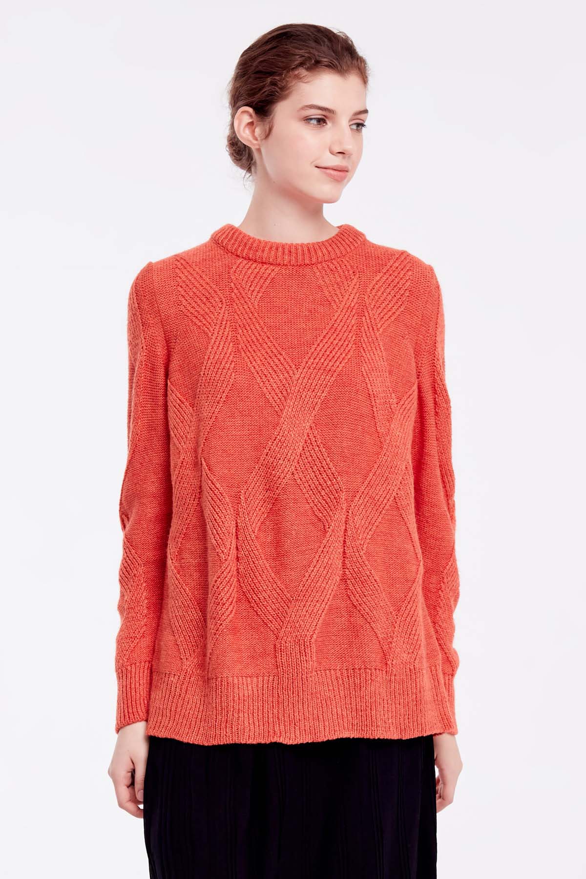 Помаранчевий вільний в'язаний светр, фото 1