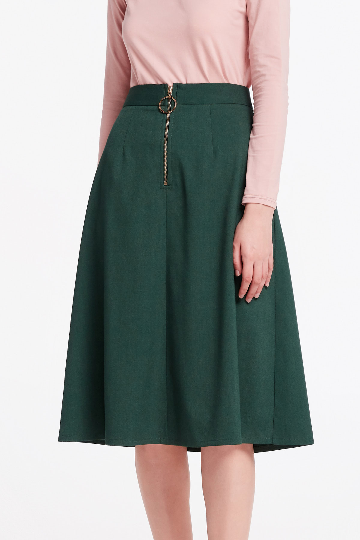 Green midi dress with a front zip, photo 2