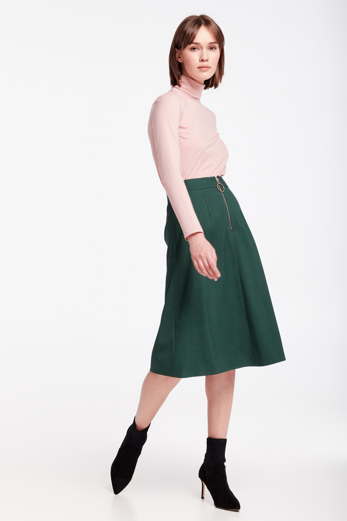 Green midi dress with a front zip, photo 11