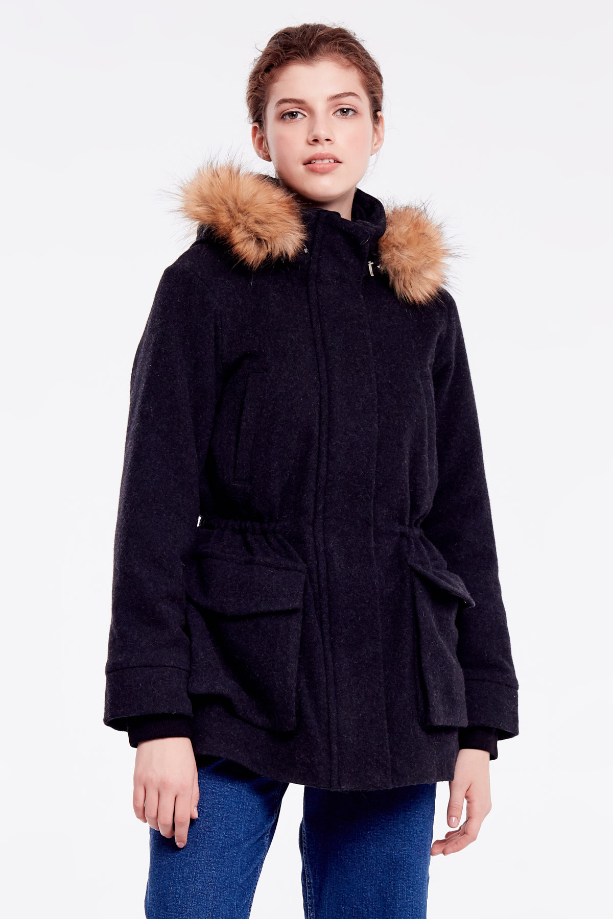 Black coat with hood, photo 1