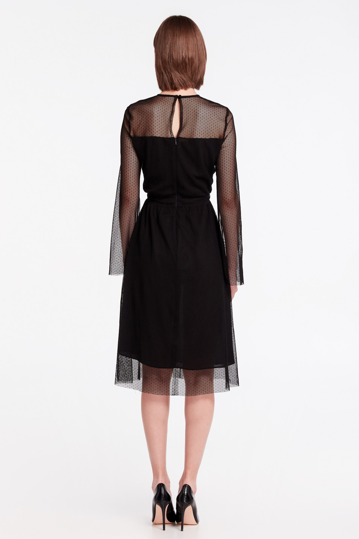 Чорна мереживна сукня з ґудзиками, фото 7
