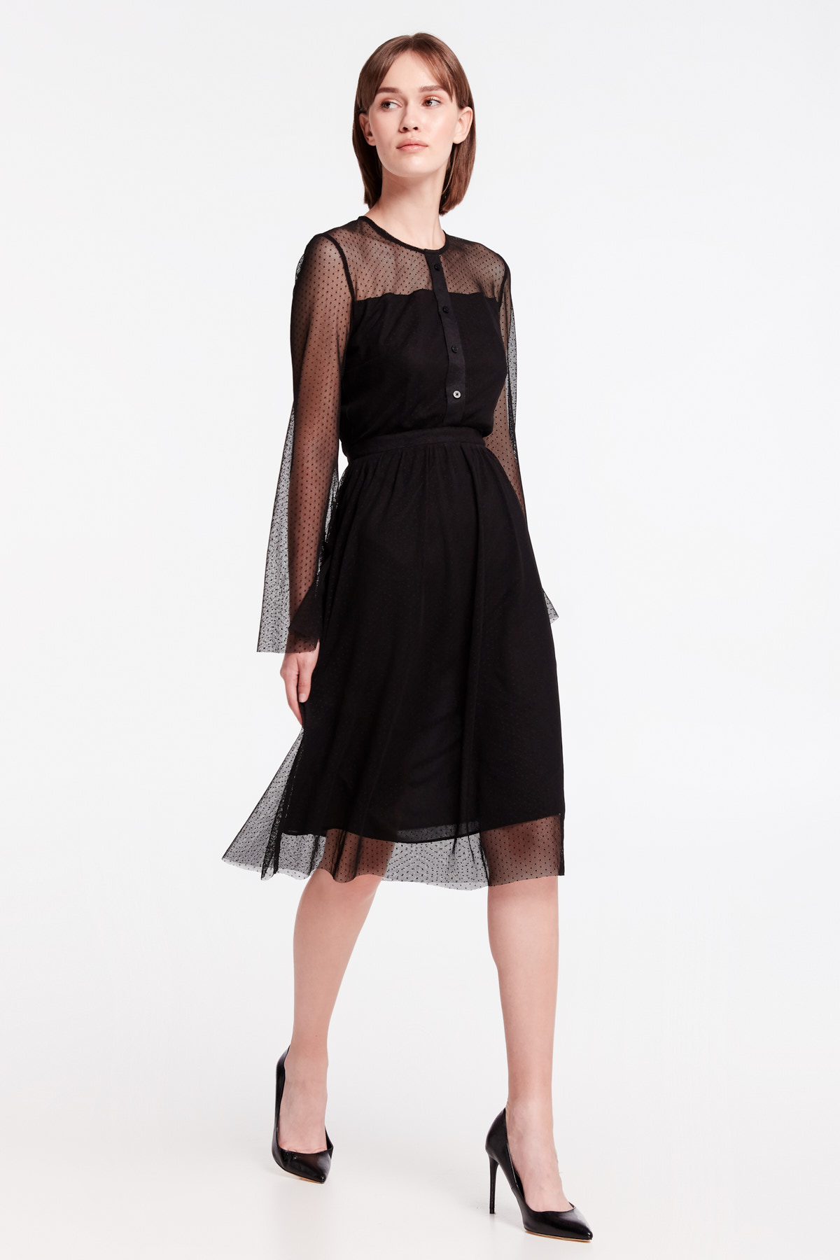 Чорна мереживна сукня з ґудзиками, фото 8
