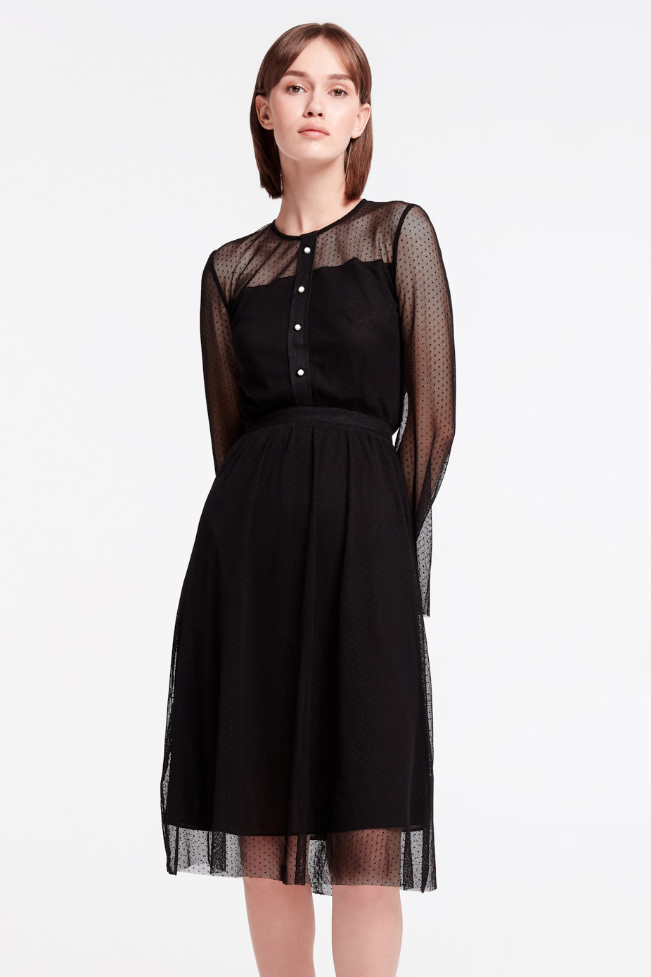 Чорна мереживна сукня з ґудзиками, фото 9