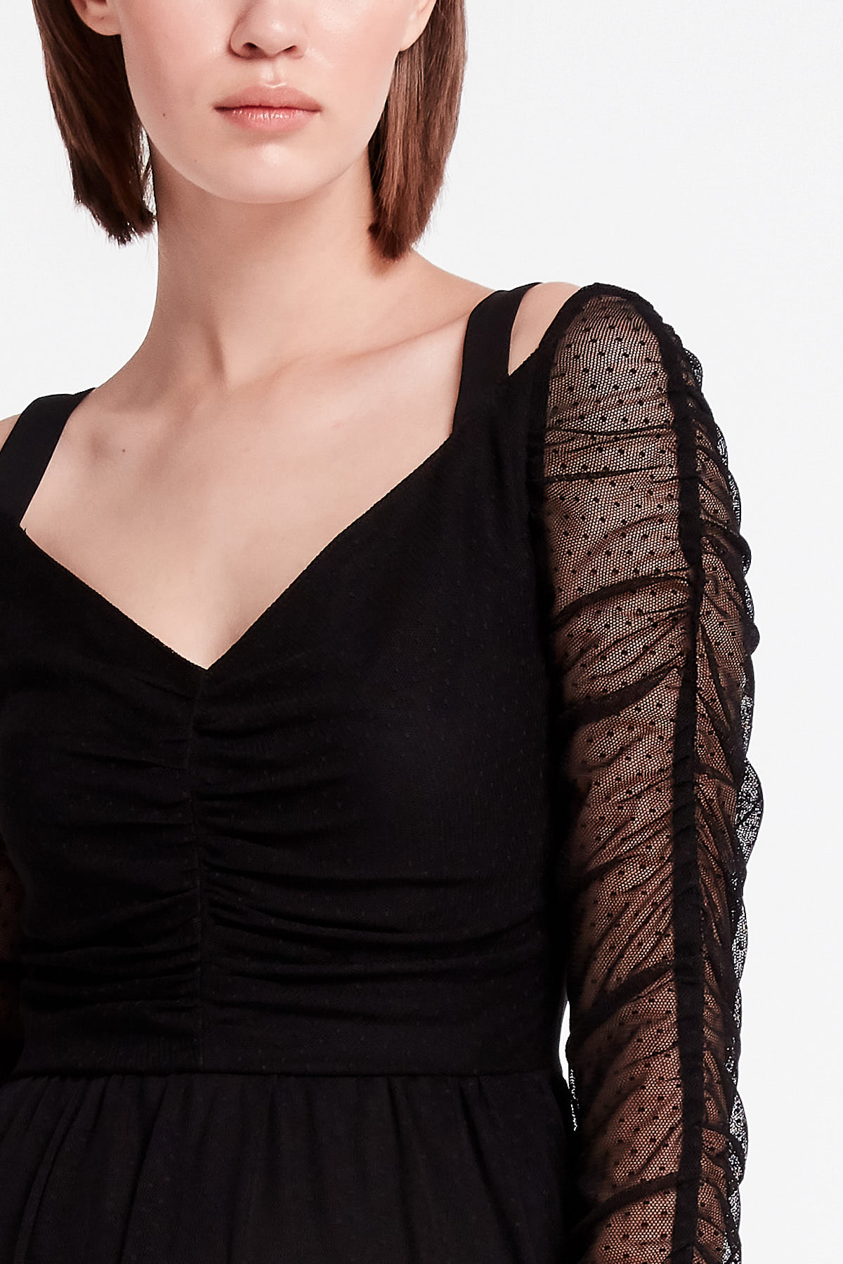 Black midi dress with breast bands, photo 2