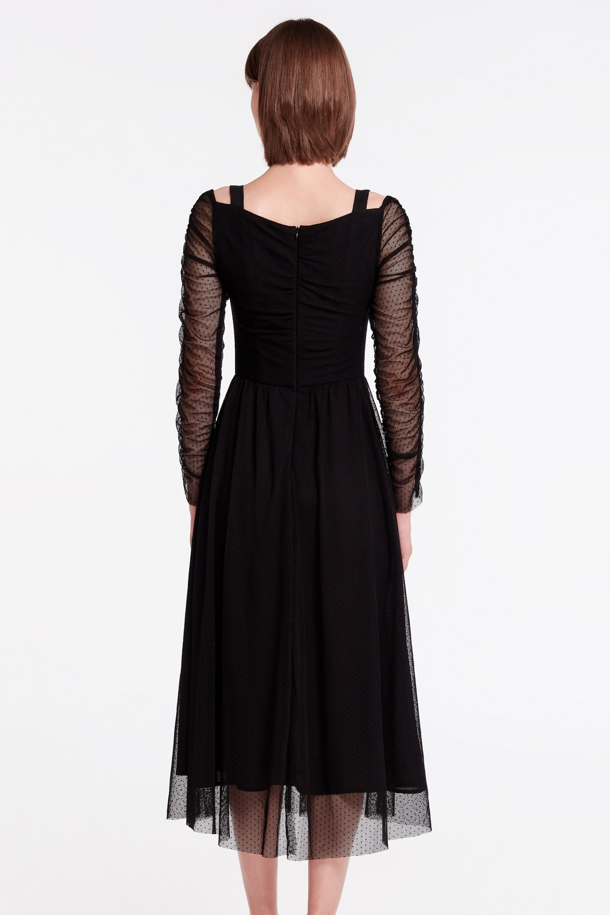 Чорна сукня міді з шлейками, фото 5