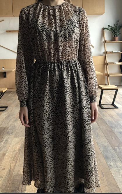 Сукня міді з леопардовим принтом зі складками, фото 1