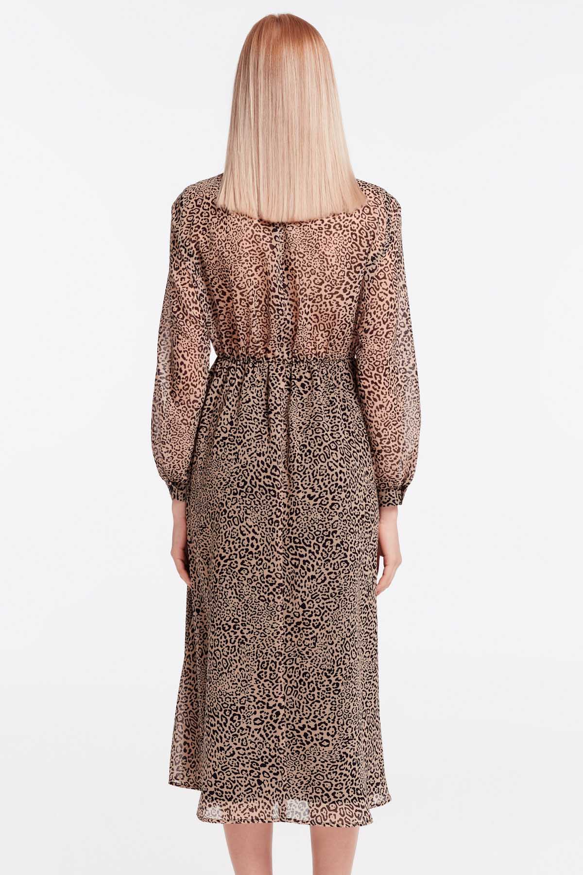 Сукня міді з леопардовим принтом зі складками, фото 5