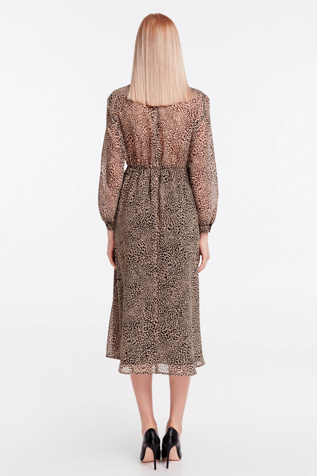 Сукня міді з леопардовим принтом зі складками, фото 7