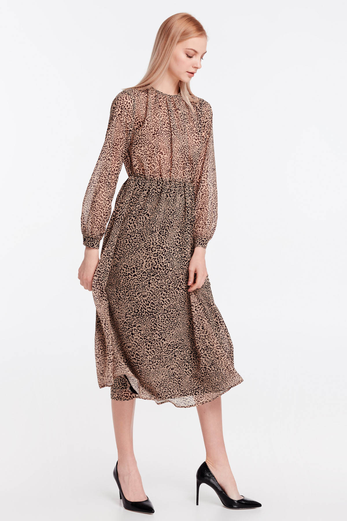 Сукня міді з леопардовим принтом зі складками, фото 8