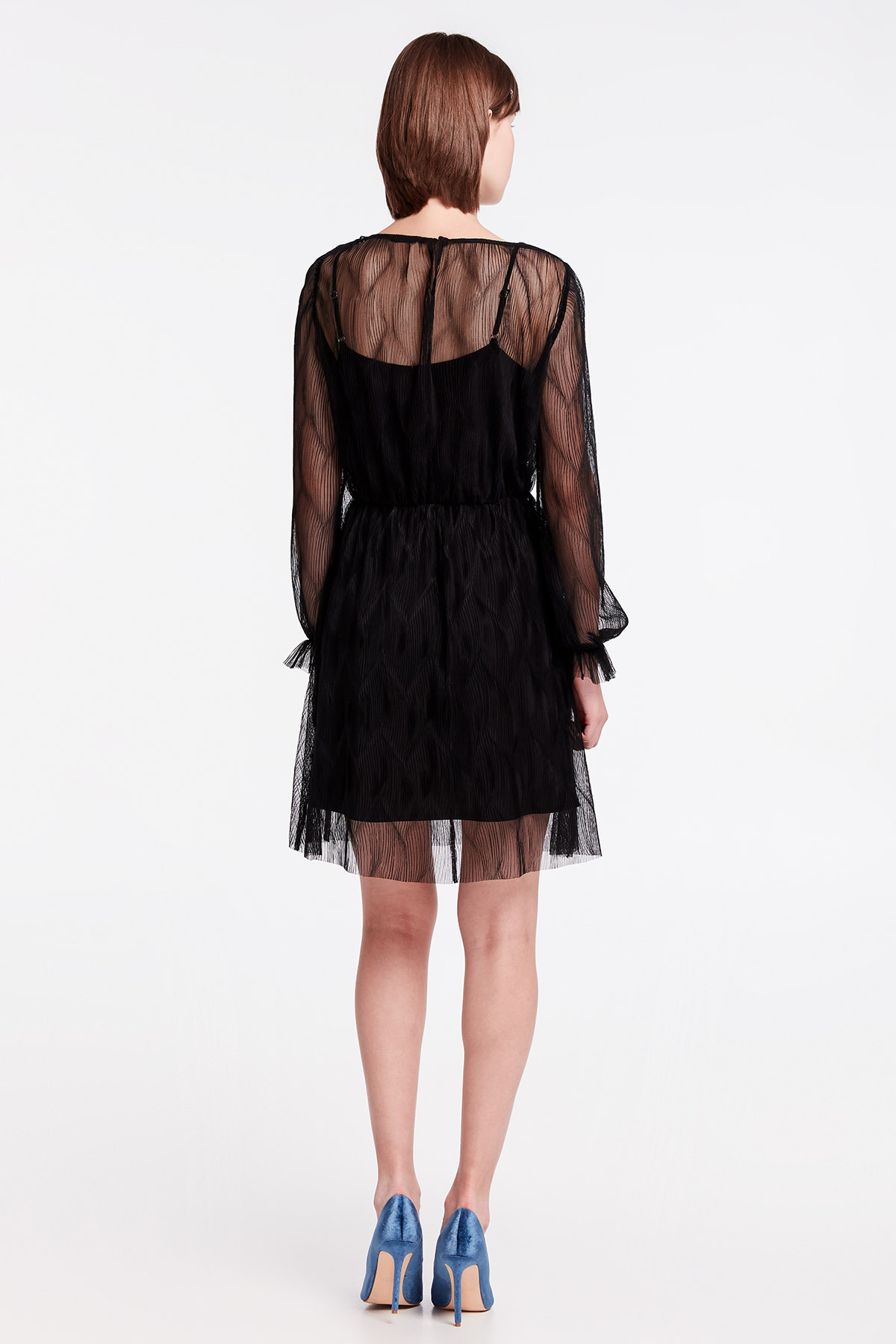 Чорна мереживна сукня міні, фото 6