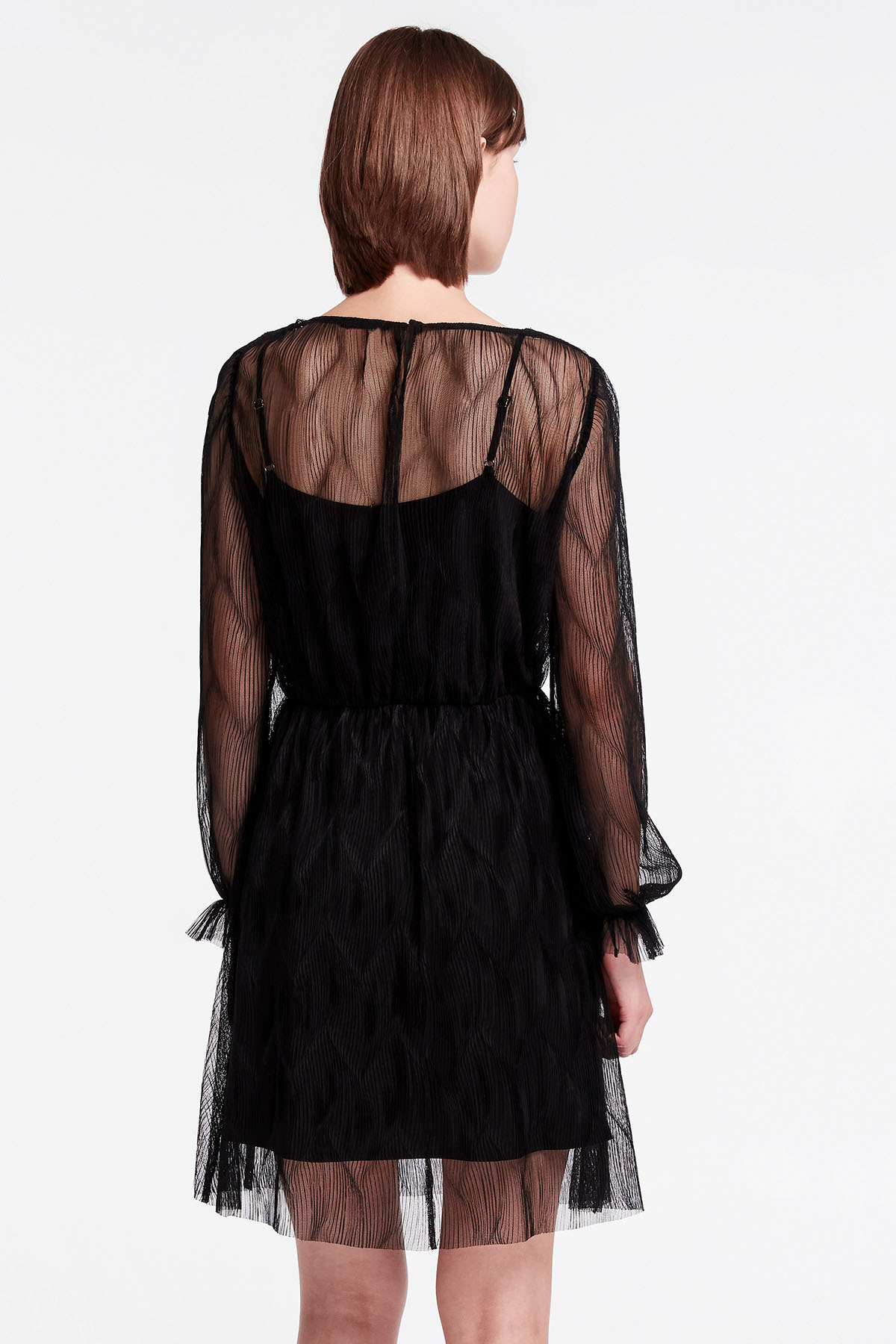 Чорна мереживна сукня міні, фото 7