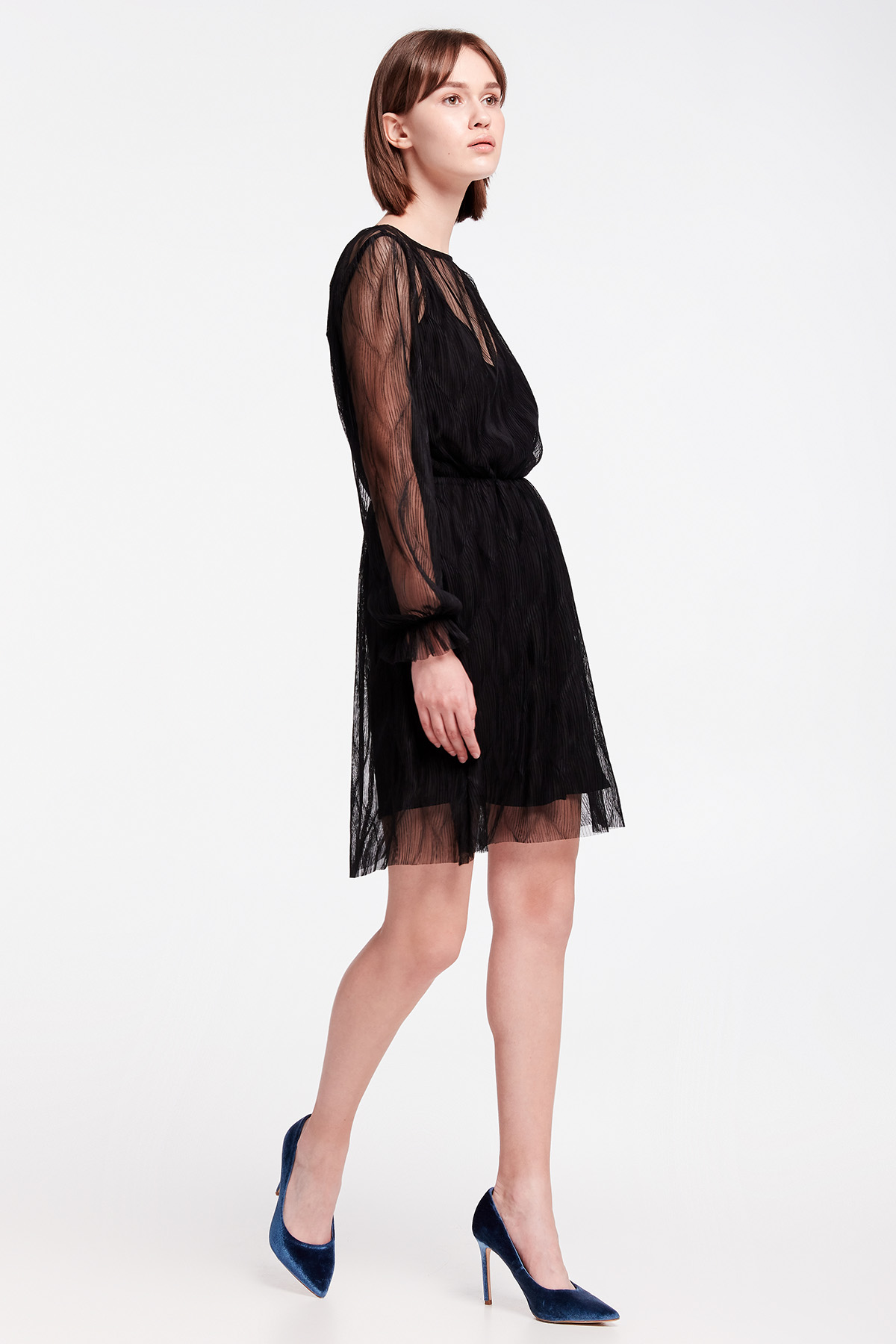 Чорна мереживна сукня міні, фото 8