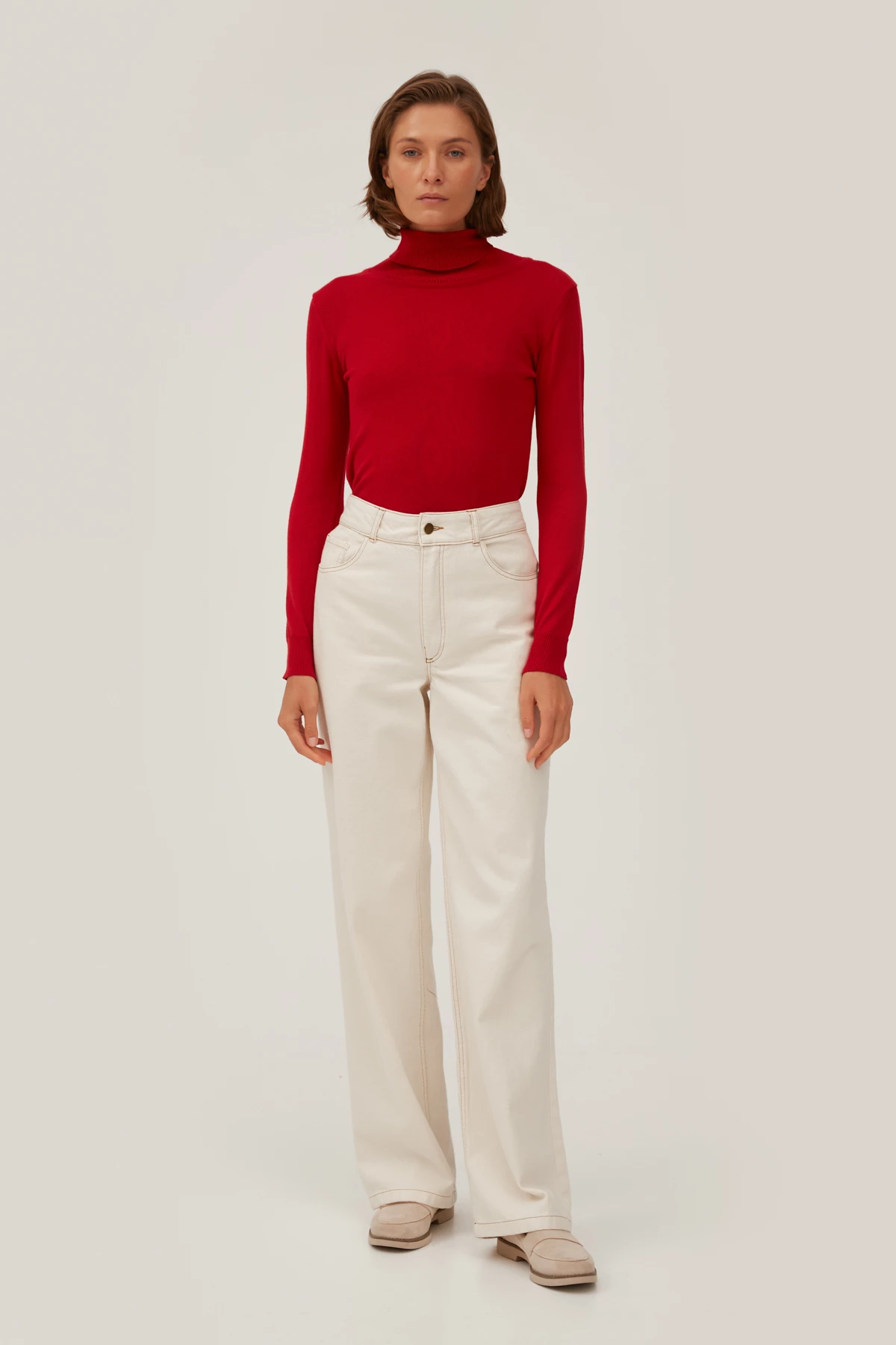 Red polo neck with cotton, photo 2