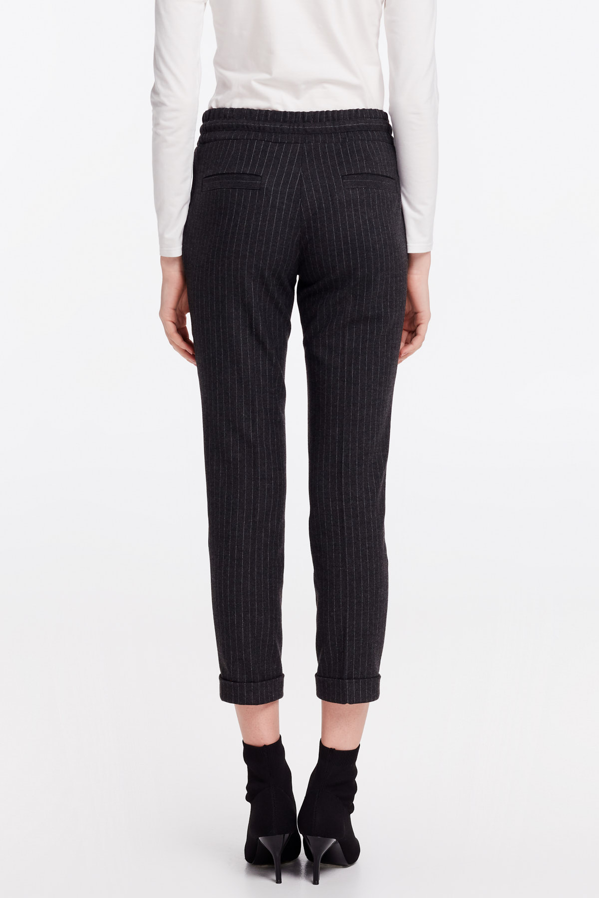 Grey striped pants with an elastic band, photo 4