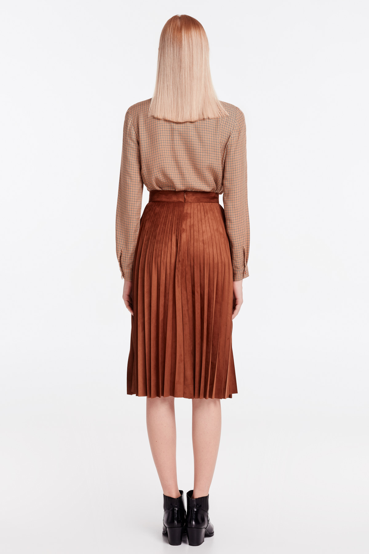 Brown suede pleated skirt, photo 8