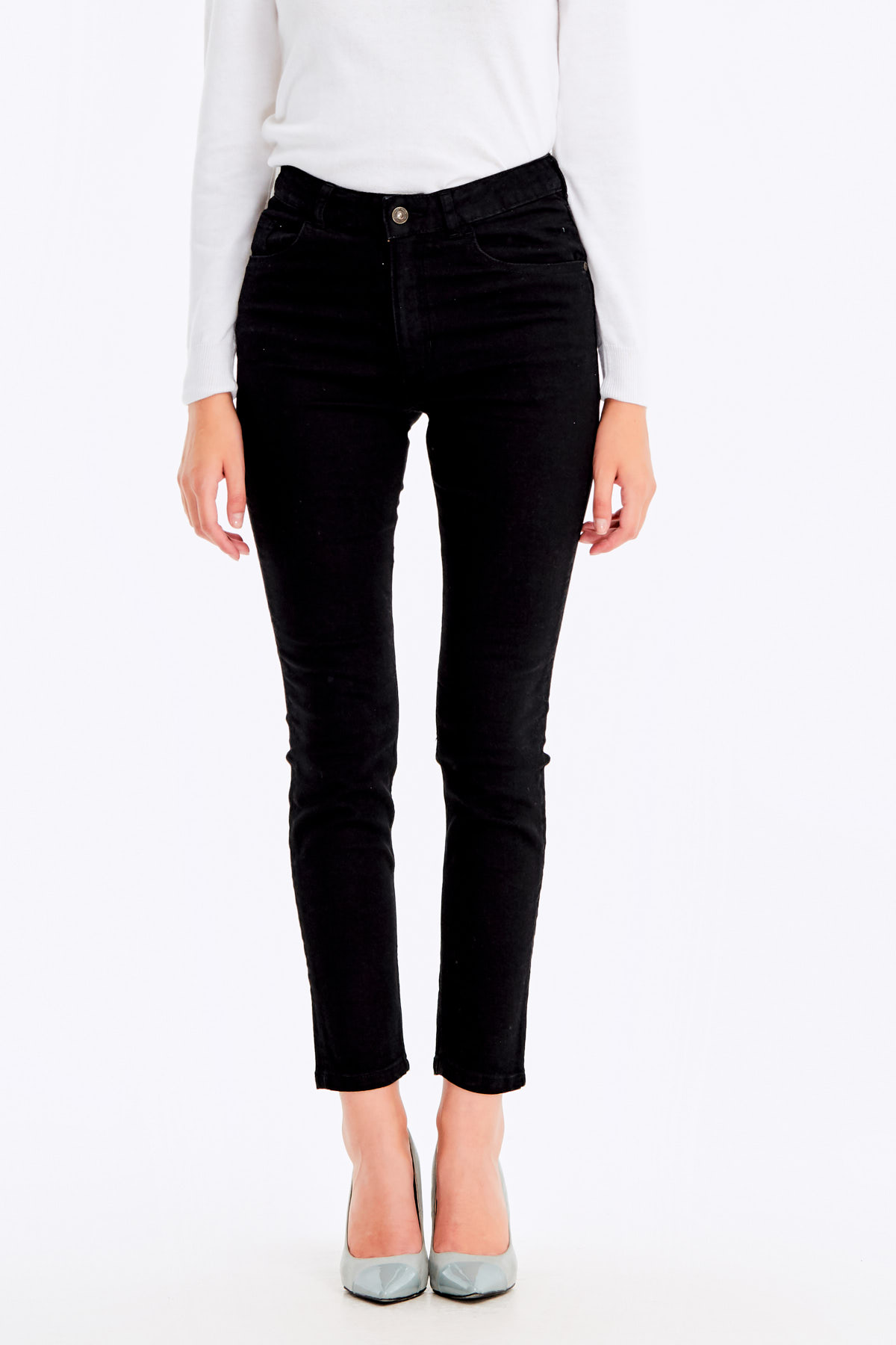 Укороченные узкие черные джинсы, фото 3