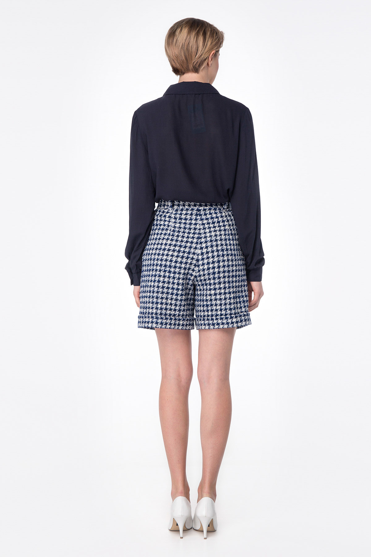 Shorts with blue&white houndstooth print, photo 10