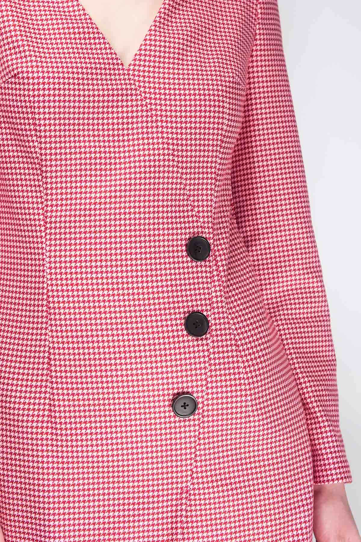 Pink-red houndstooth wrap mini dress, photo 3