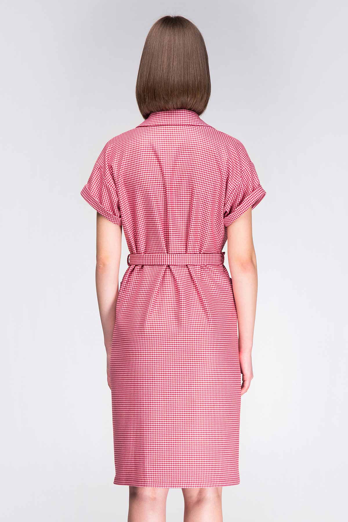 Pink-red houndstooth wrap dress with a waist, photo 20
