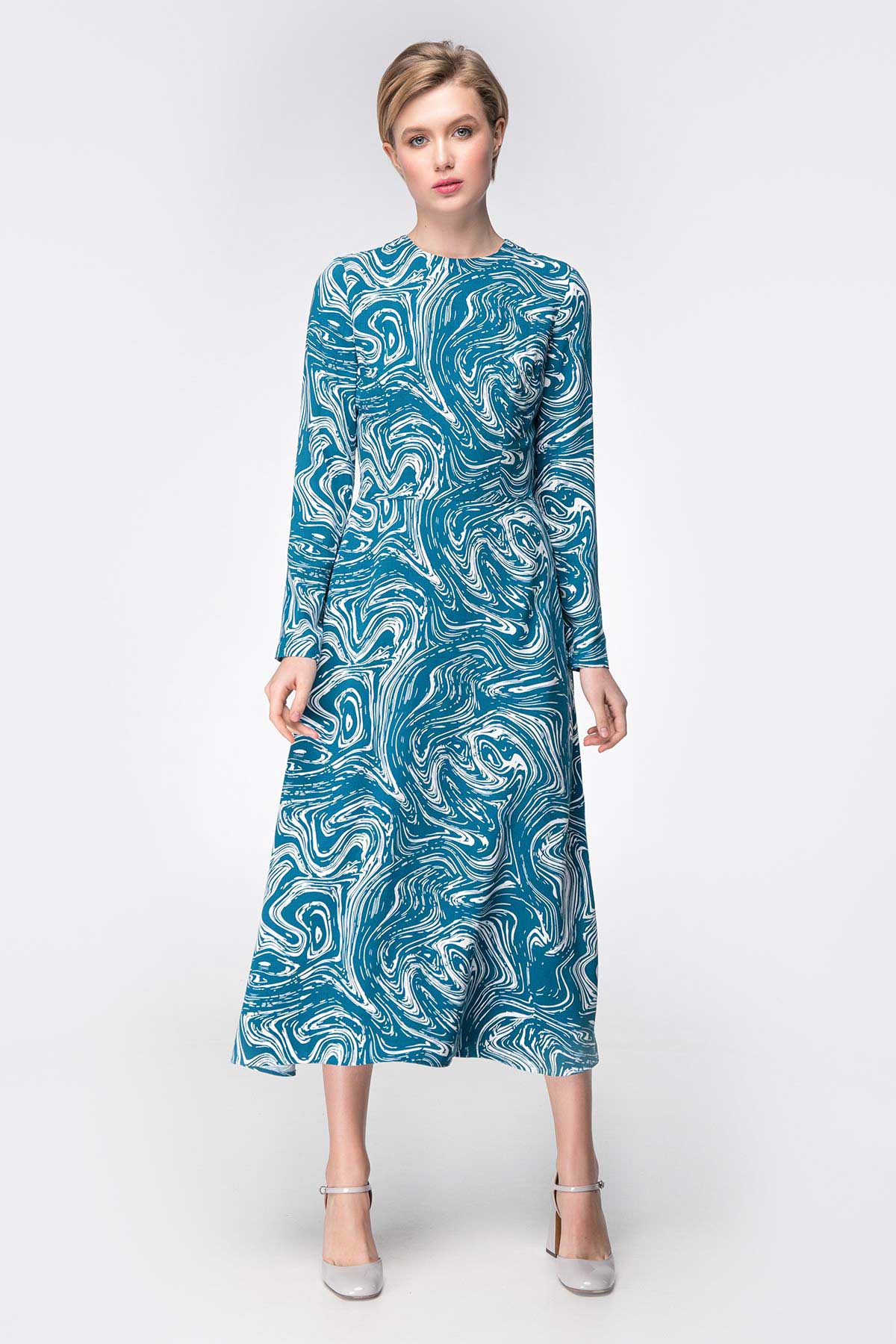 Midi dress with turquoise print, photo 2