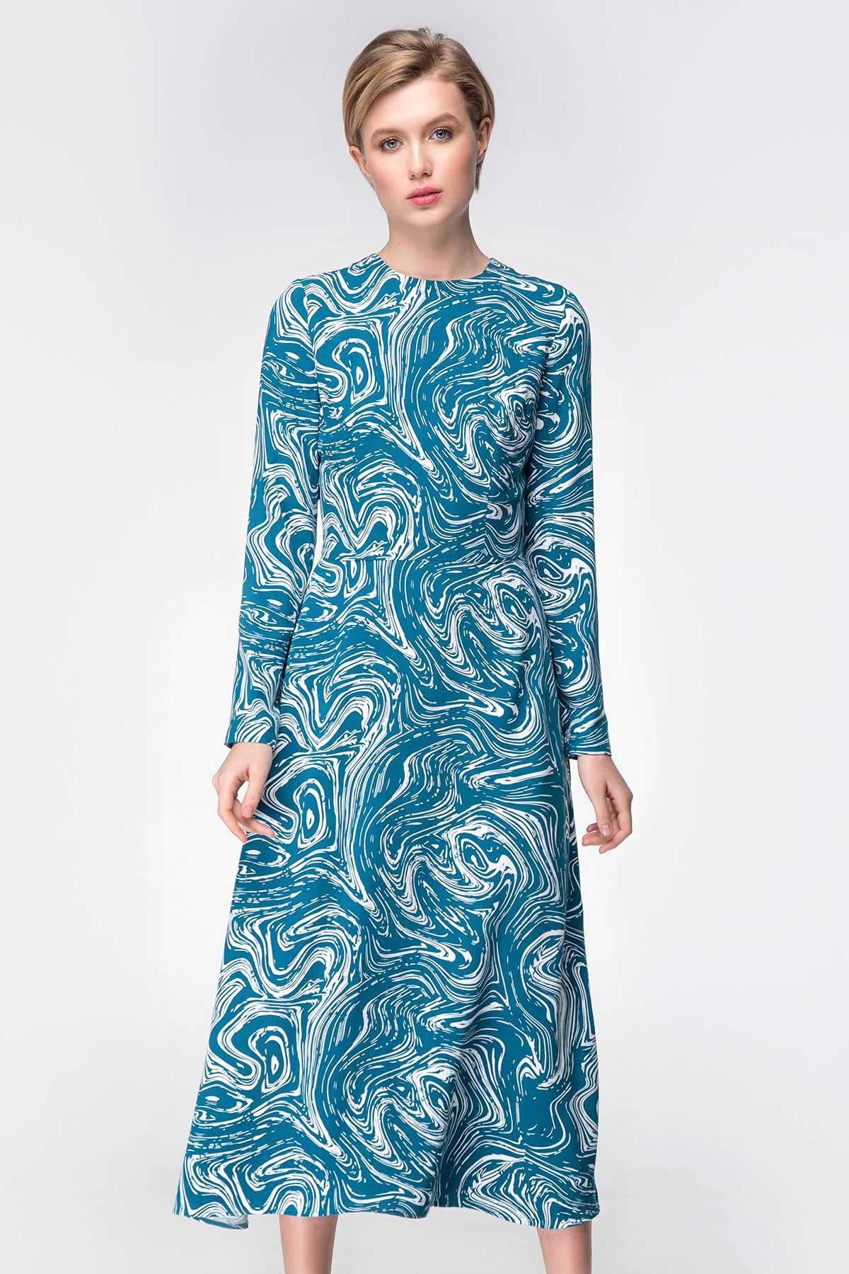 Midi dress with turquoise print, photo 3