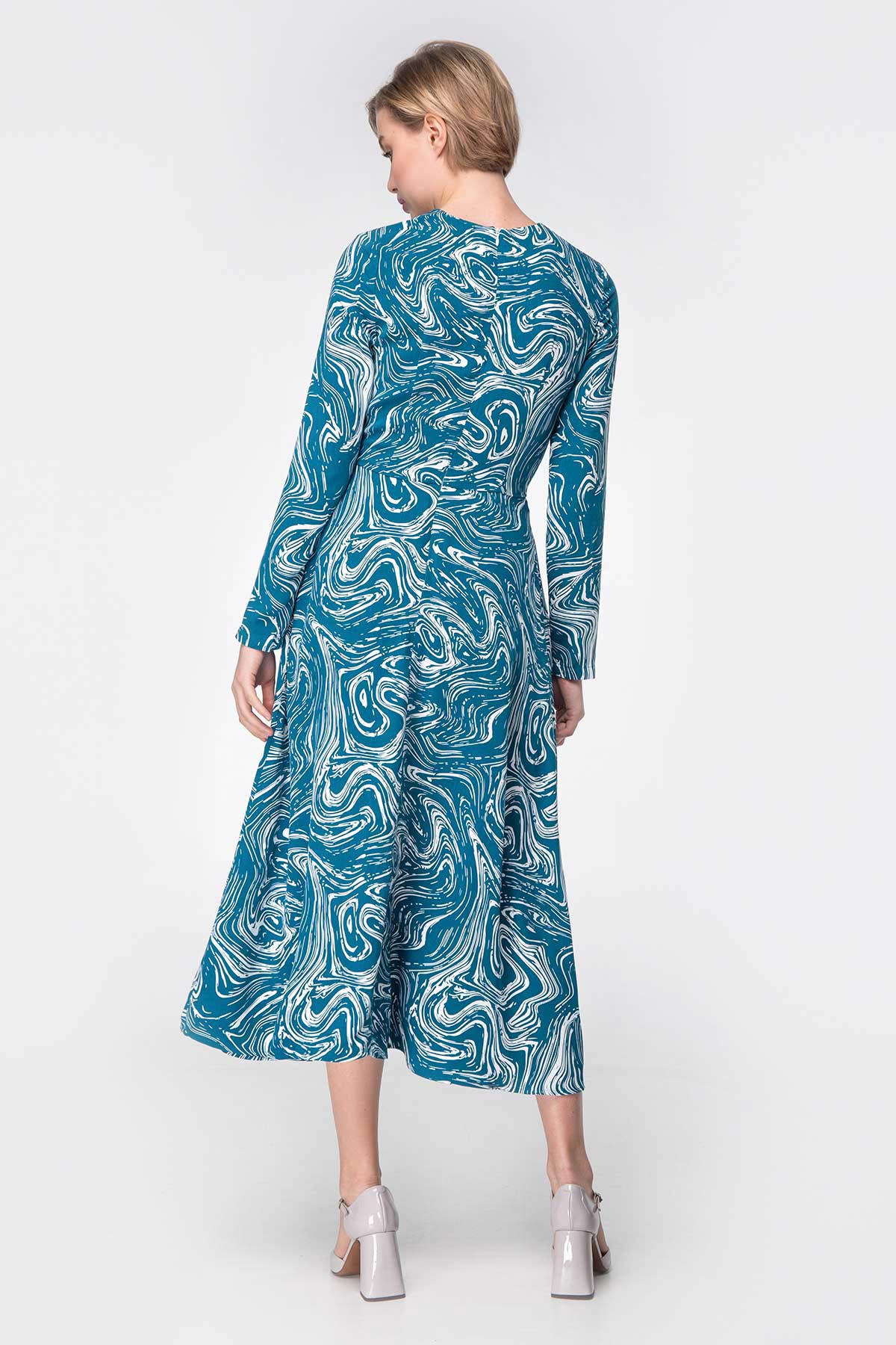 Сукня міді з бірюзовим принтом, фото 5
