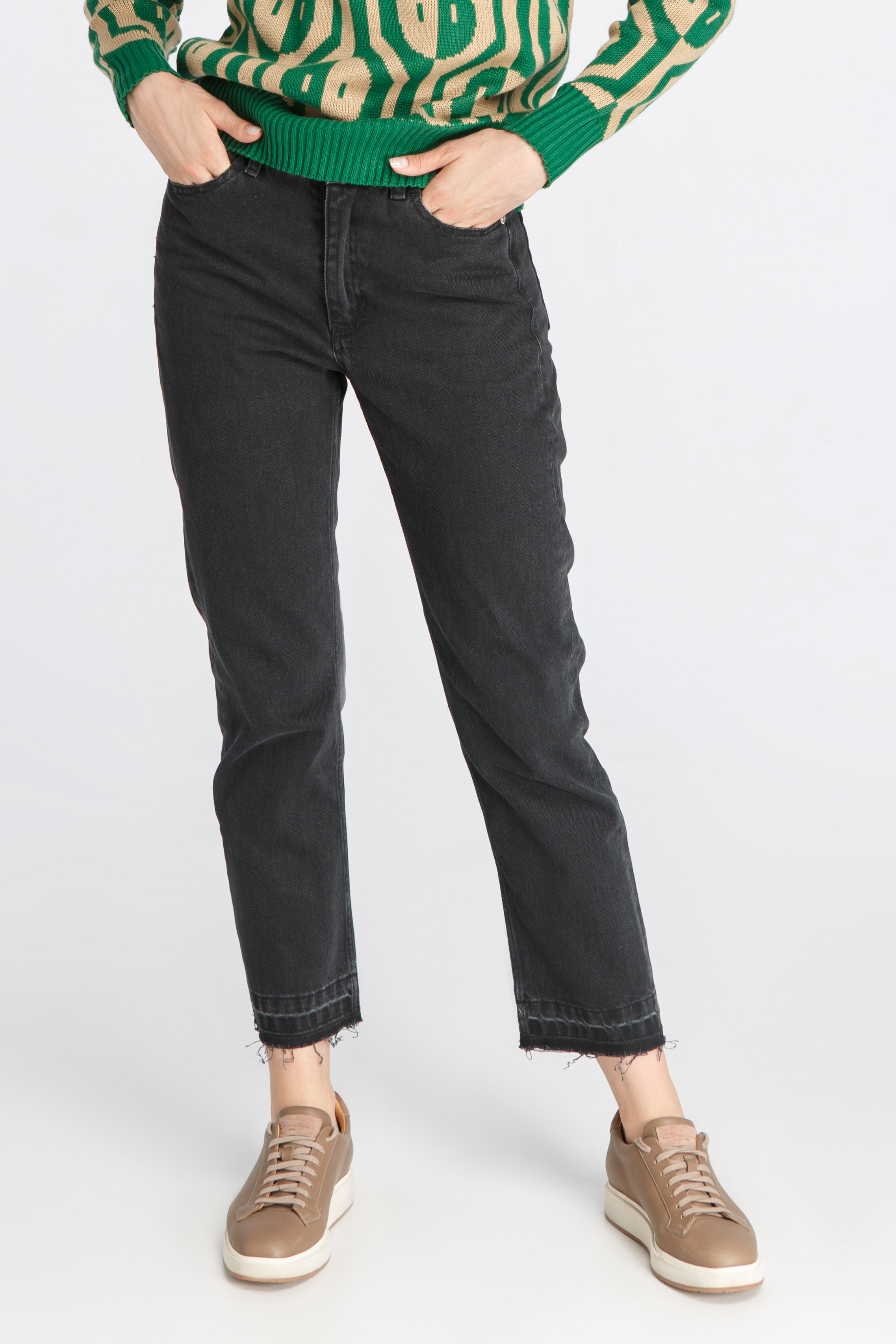 Чорні укорочені джинси кльош, фото 1
