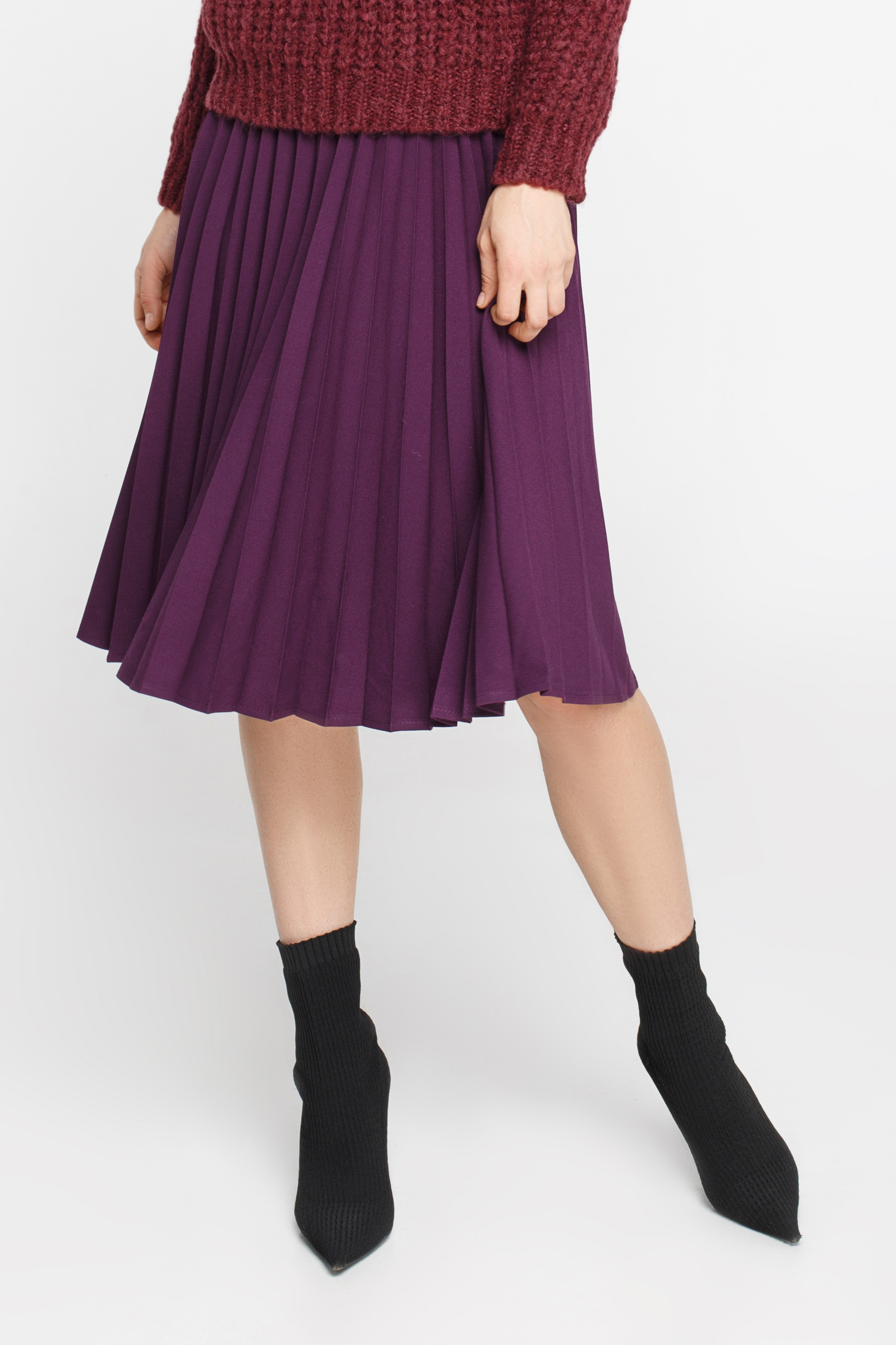 Purple pleated skirt below the knee, photo 1