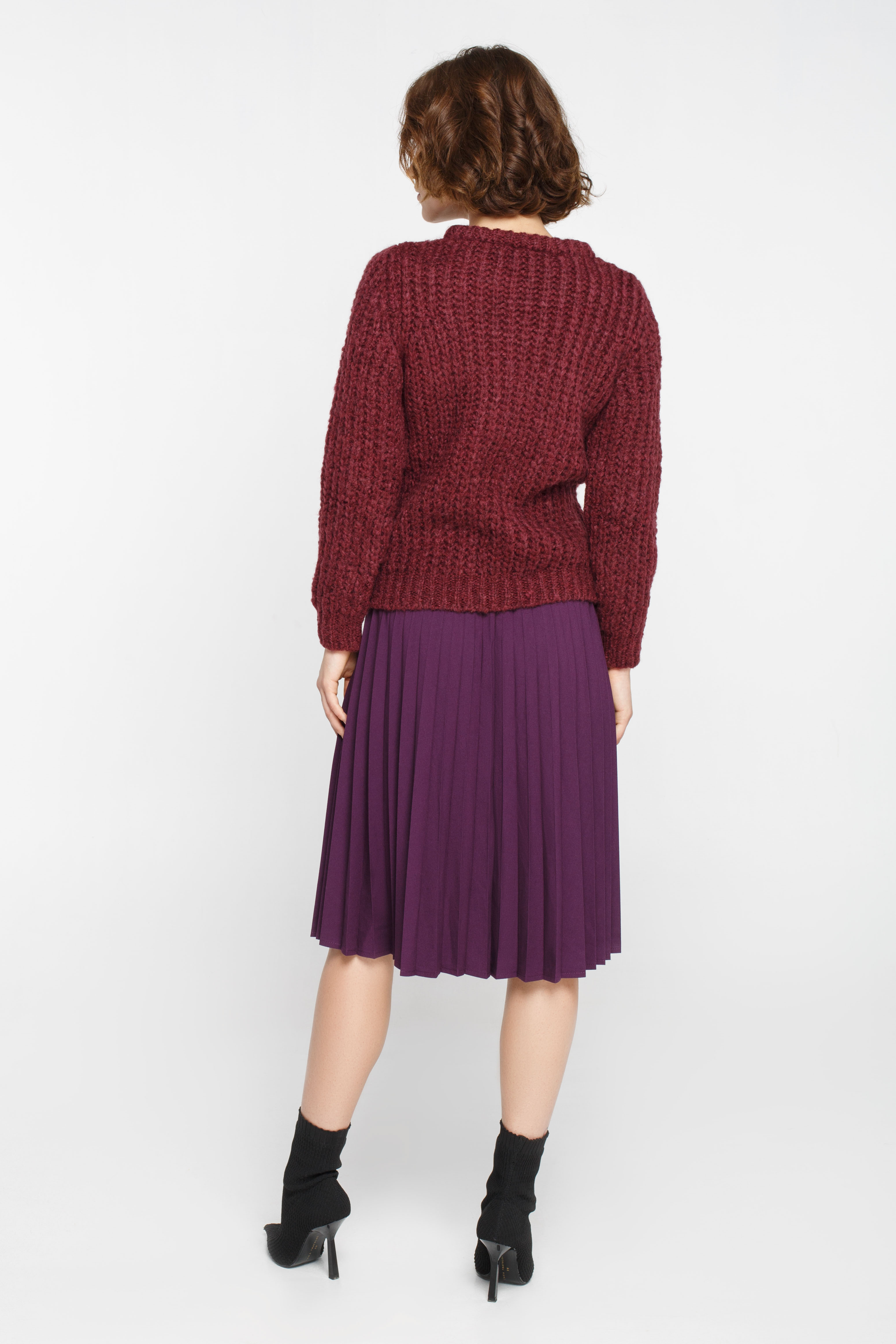 Purple pleated skirt below the knee, photo 5