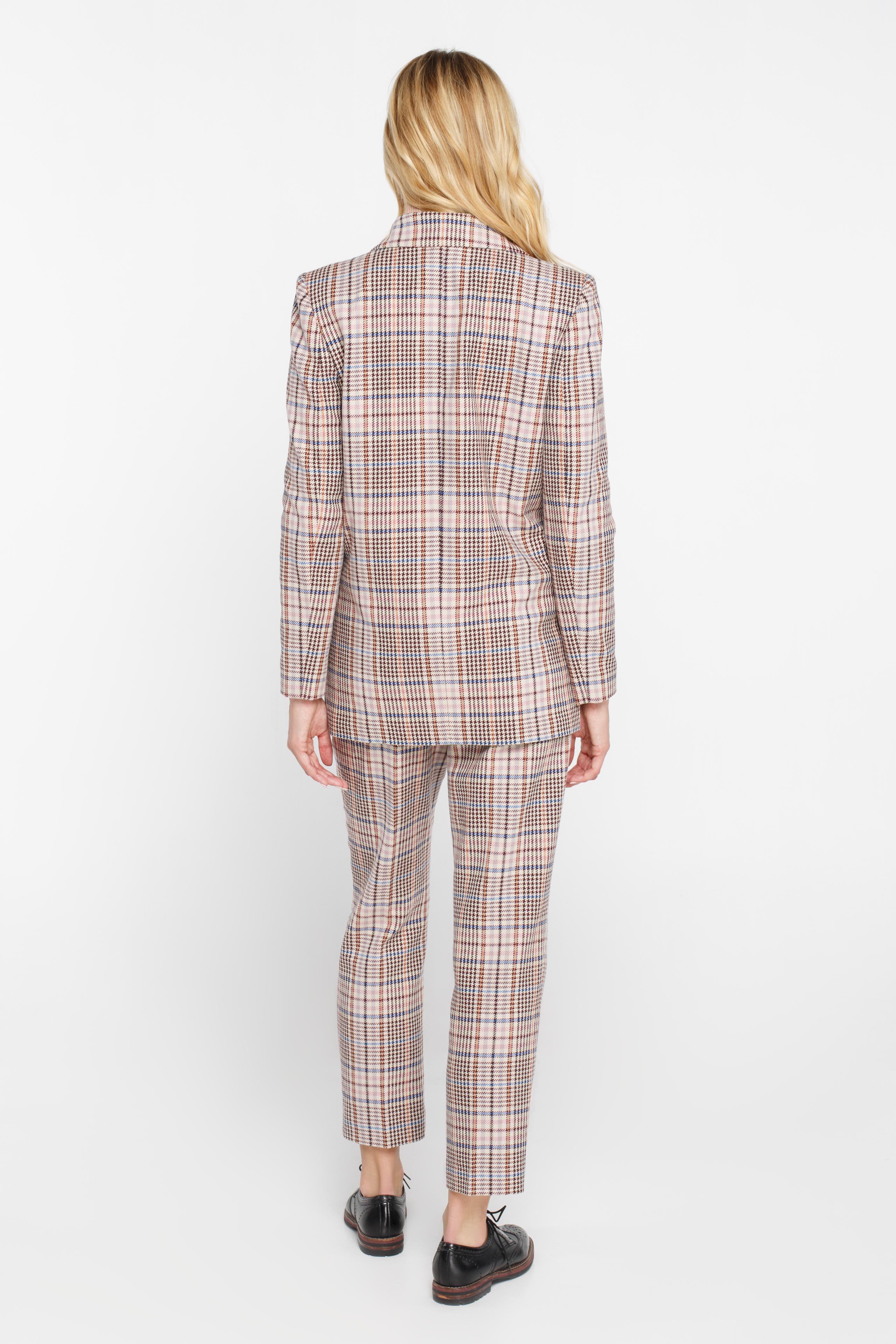 Double-breasted beige plaid suit fabric jacket, photo 5