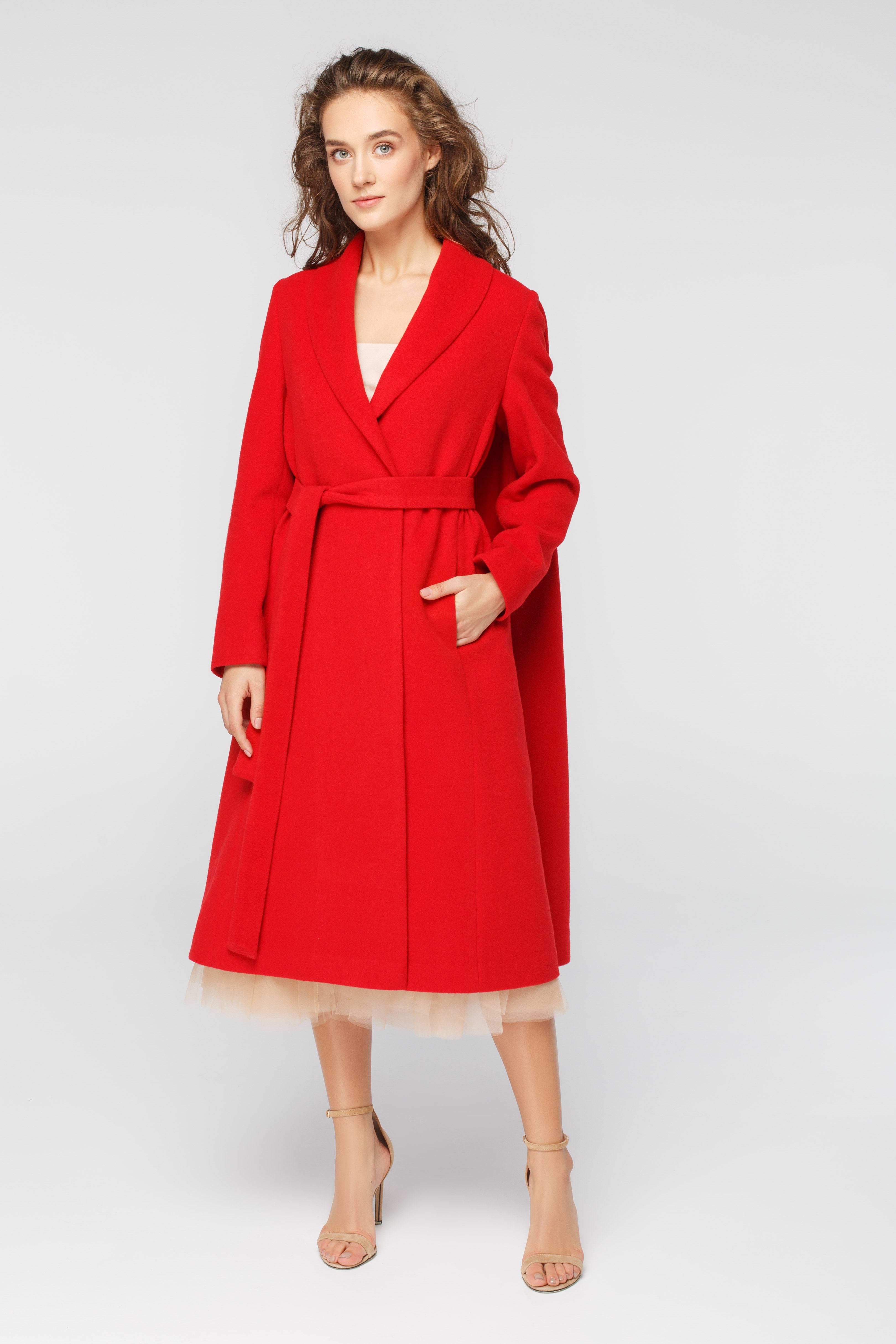 Красное пальто-кейп с поясом FROLOV × MUST HAVE, фото 3