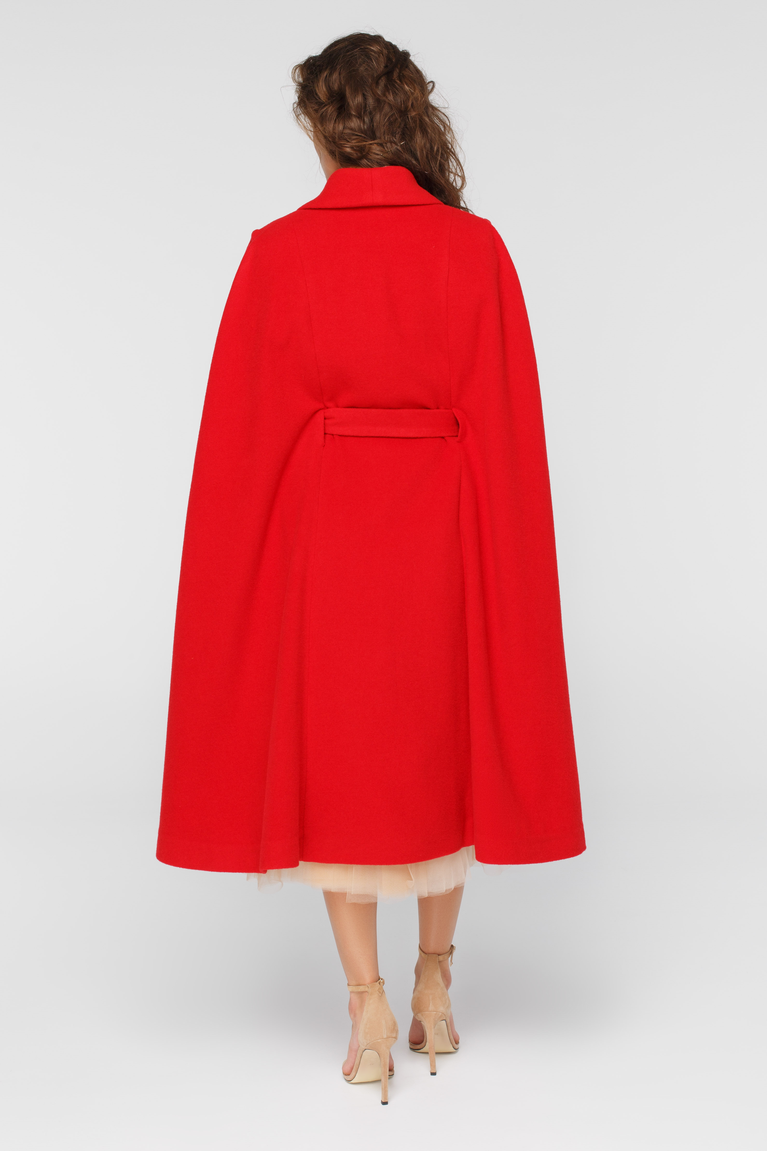 Червоне пальто-кейп з поясом FROLOV × MUST HAVE, фото 4