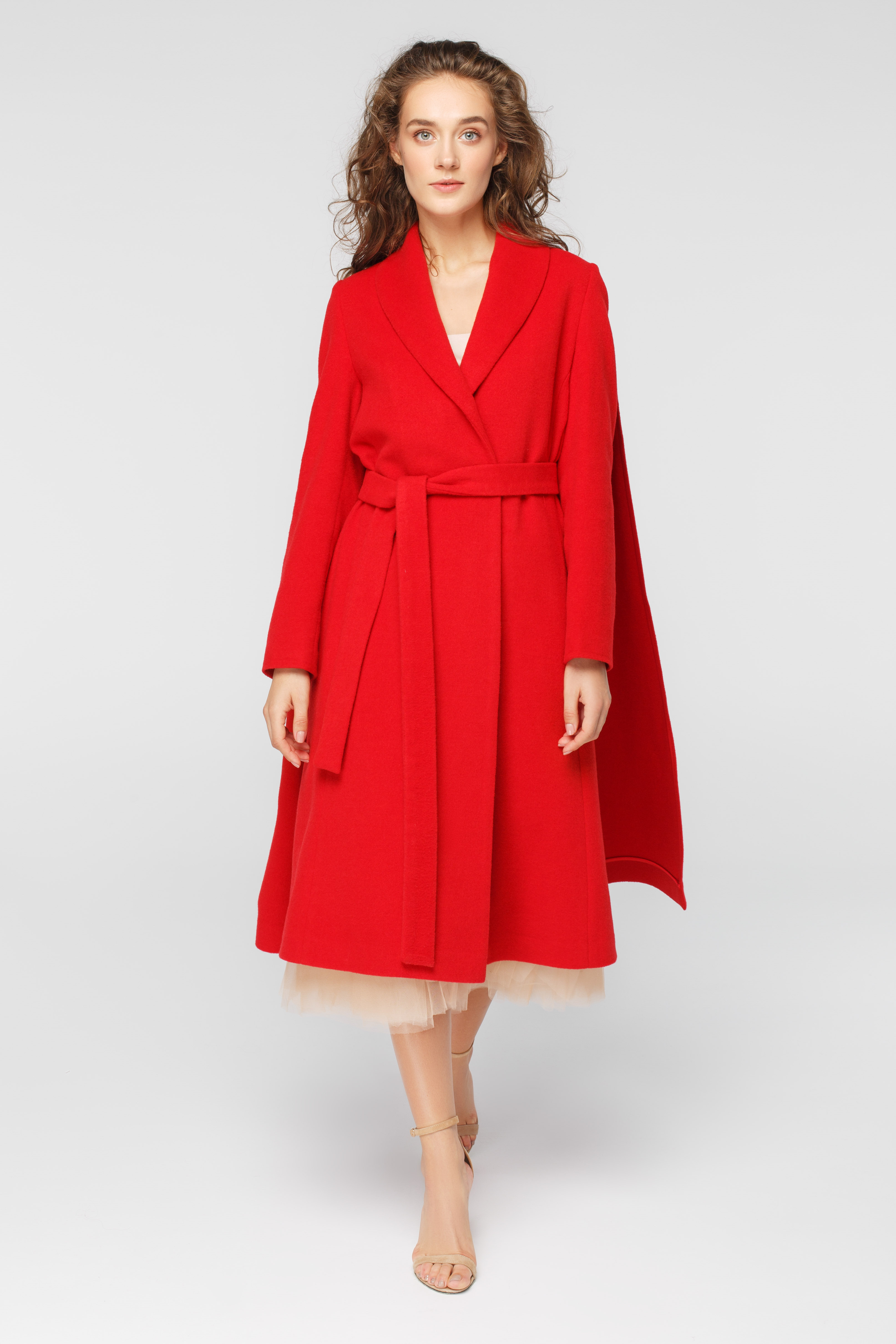 Красное пальто-кейп с поясом FROLOV × MUST HAVE, фото 5